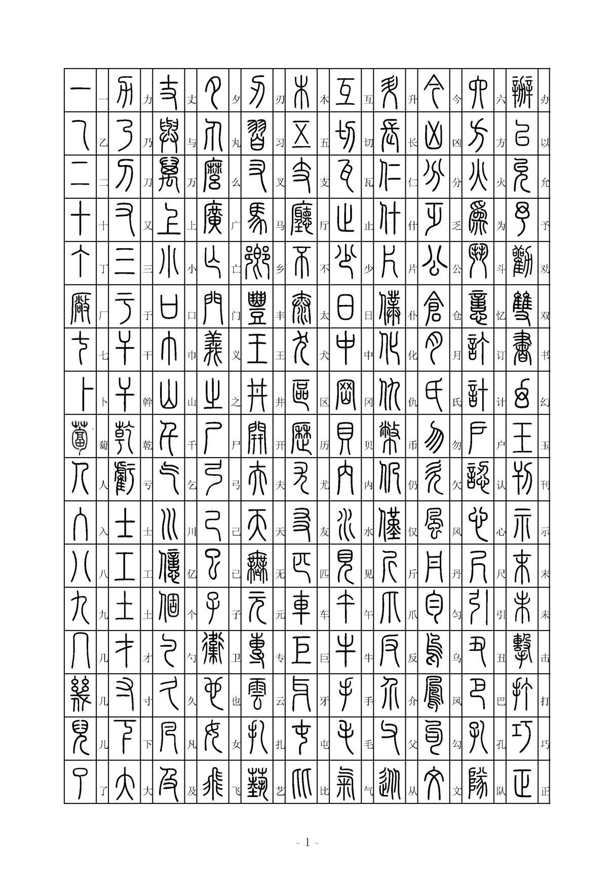 3500常用汉字篆书写法(A4打印版)