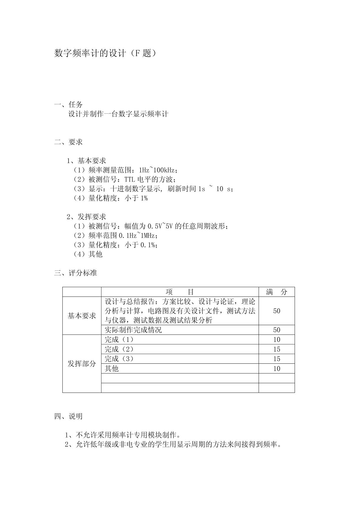 数字频率计的设计(F题)