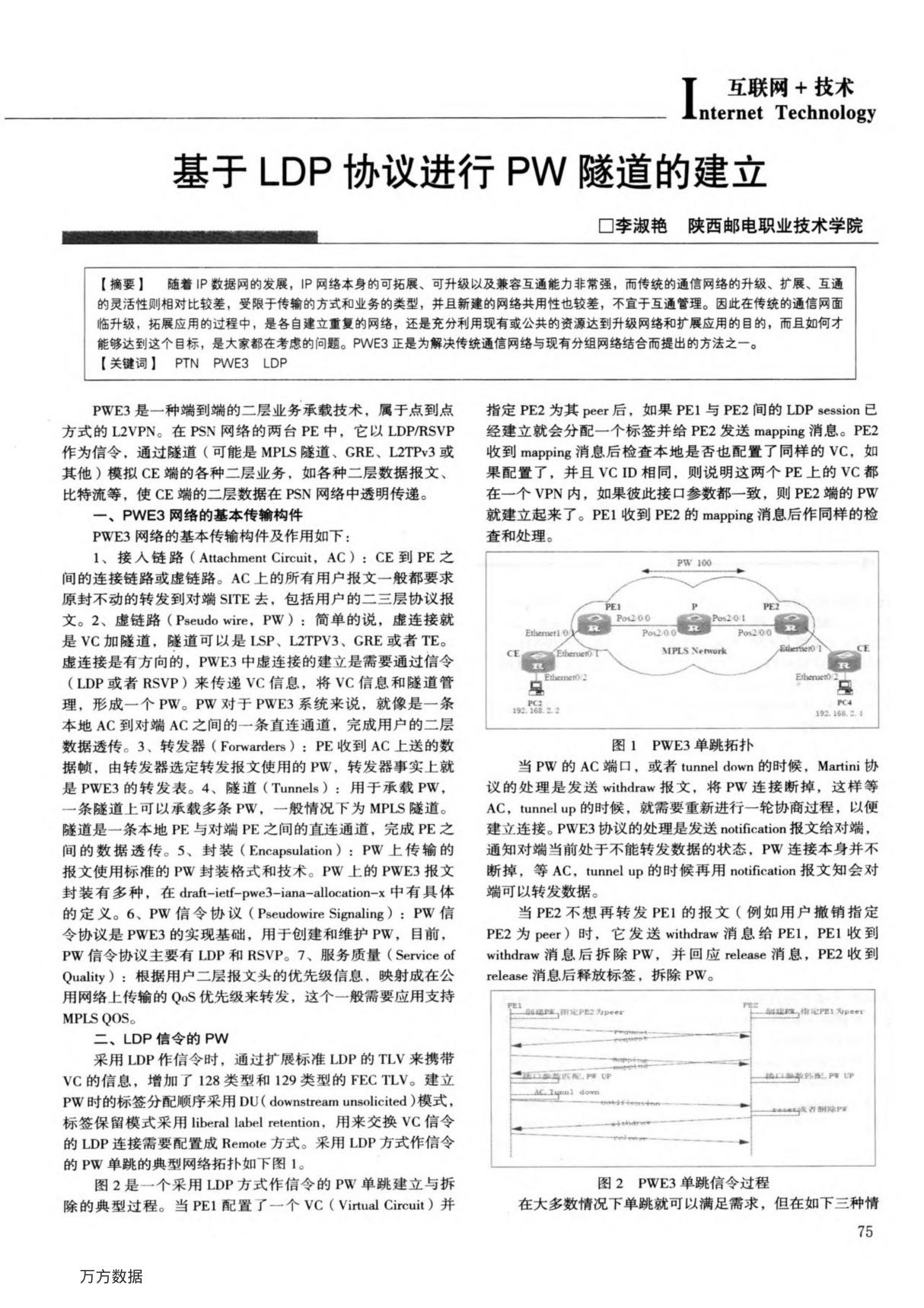 基于LDP协议进行PW隧道的建立