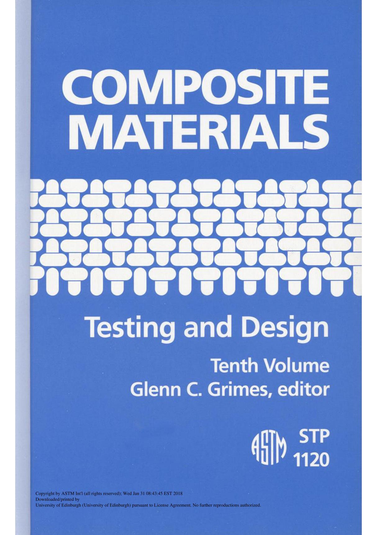 COMPOSITE MATERIALS TESTING AND DESIGN(ASTM STP1120)