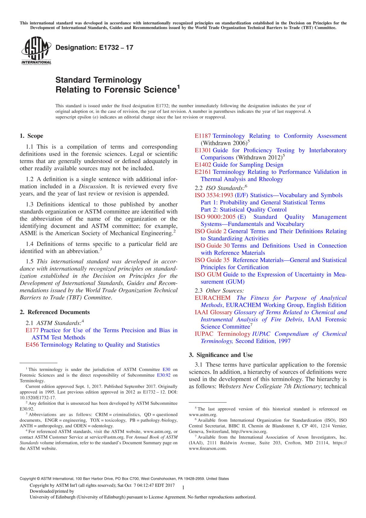 ASTM E1732-17 Standard Terminology Relating to Forensic Science