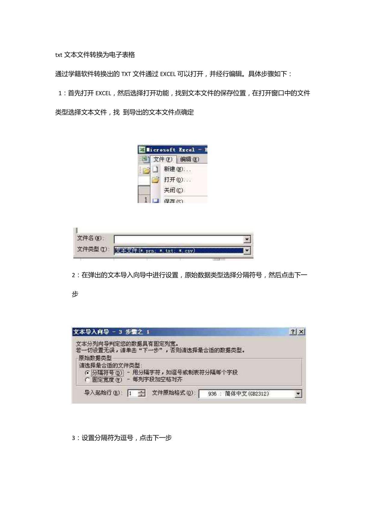 (精品)txt文本文件转换为电子表格