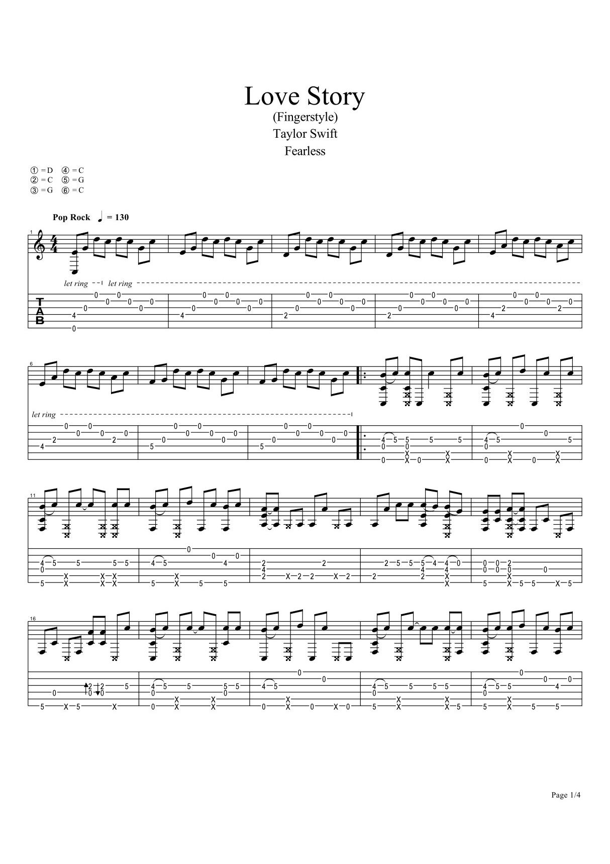 Taylor Swift-《Love Story》 吉他谱Love Story (Guitar Pro)