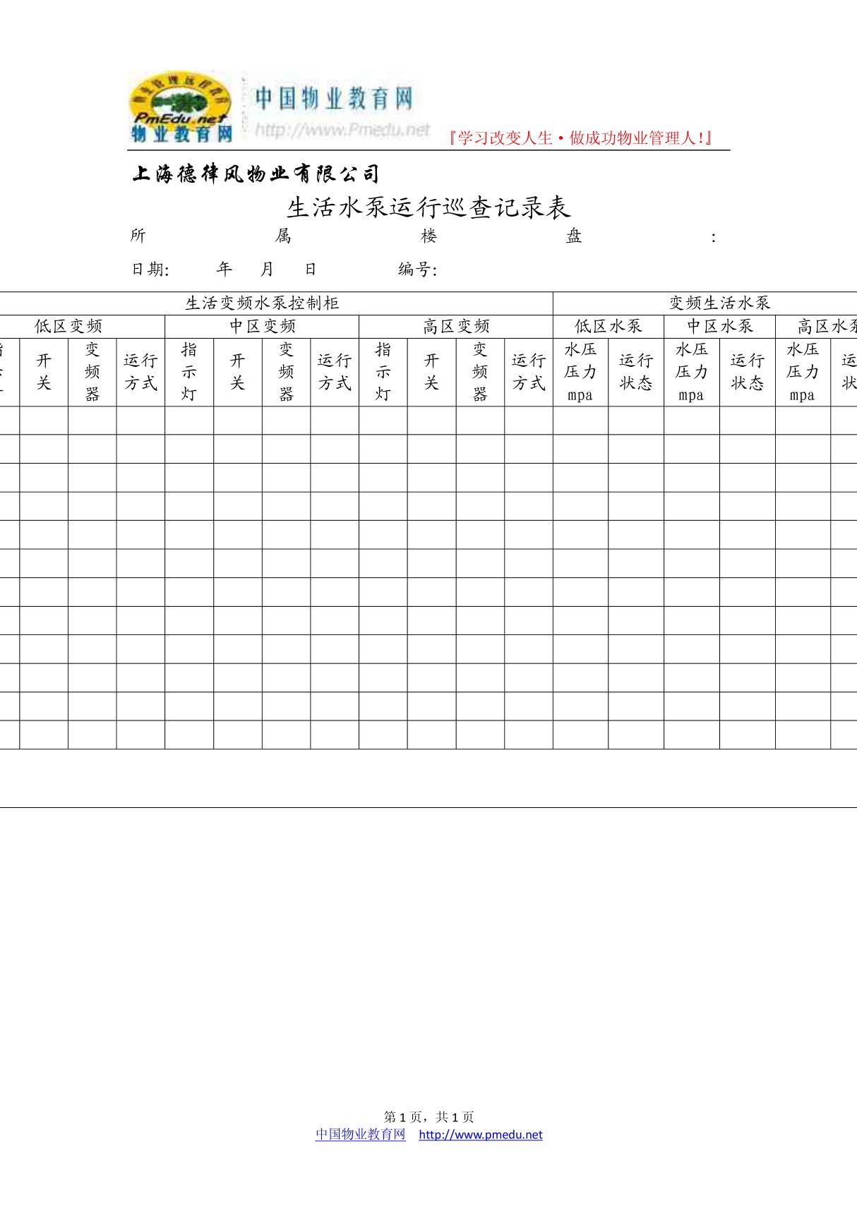 12生活水泵运行巡查记录表(WI-NWGZ-AL GC-7-12)