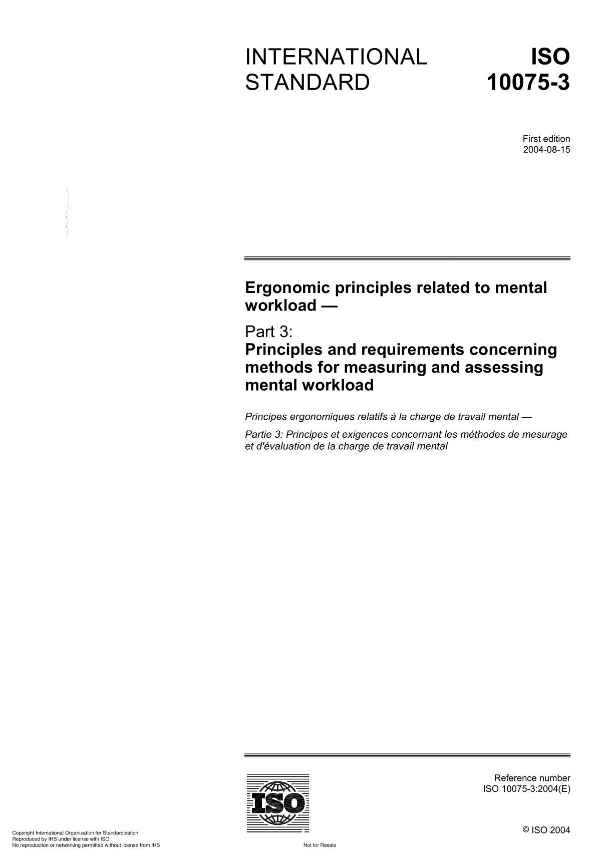 ISO 10075-3 Ergonomic principles related to mental workload