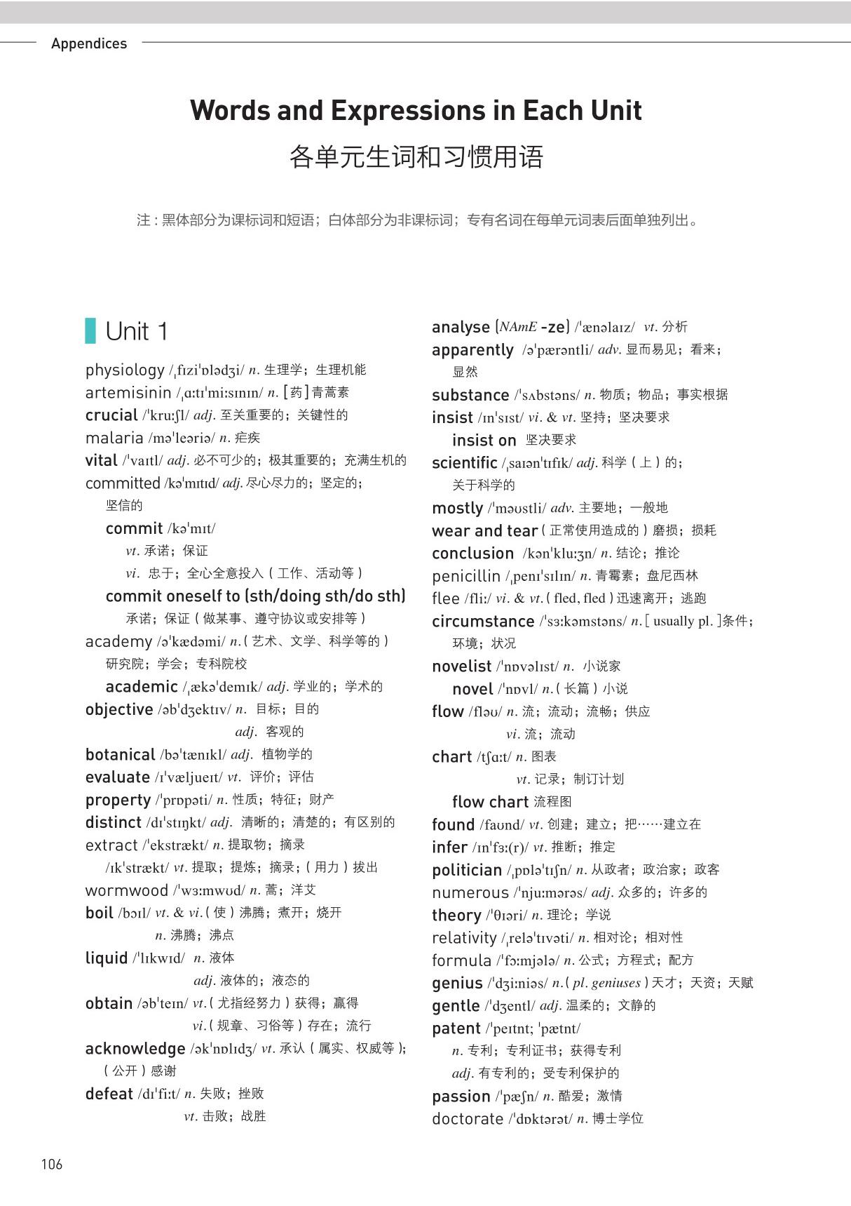 新人教版高中英语选修一单词表按课