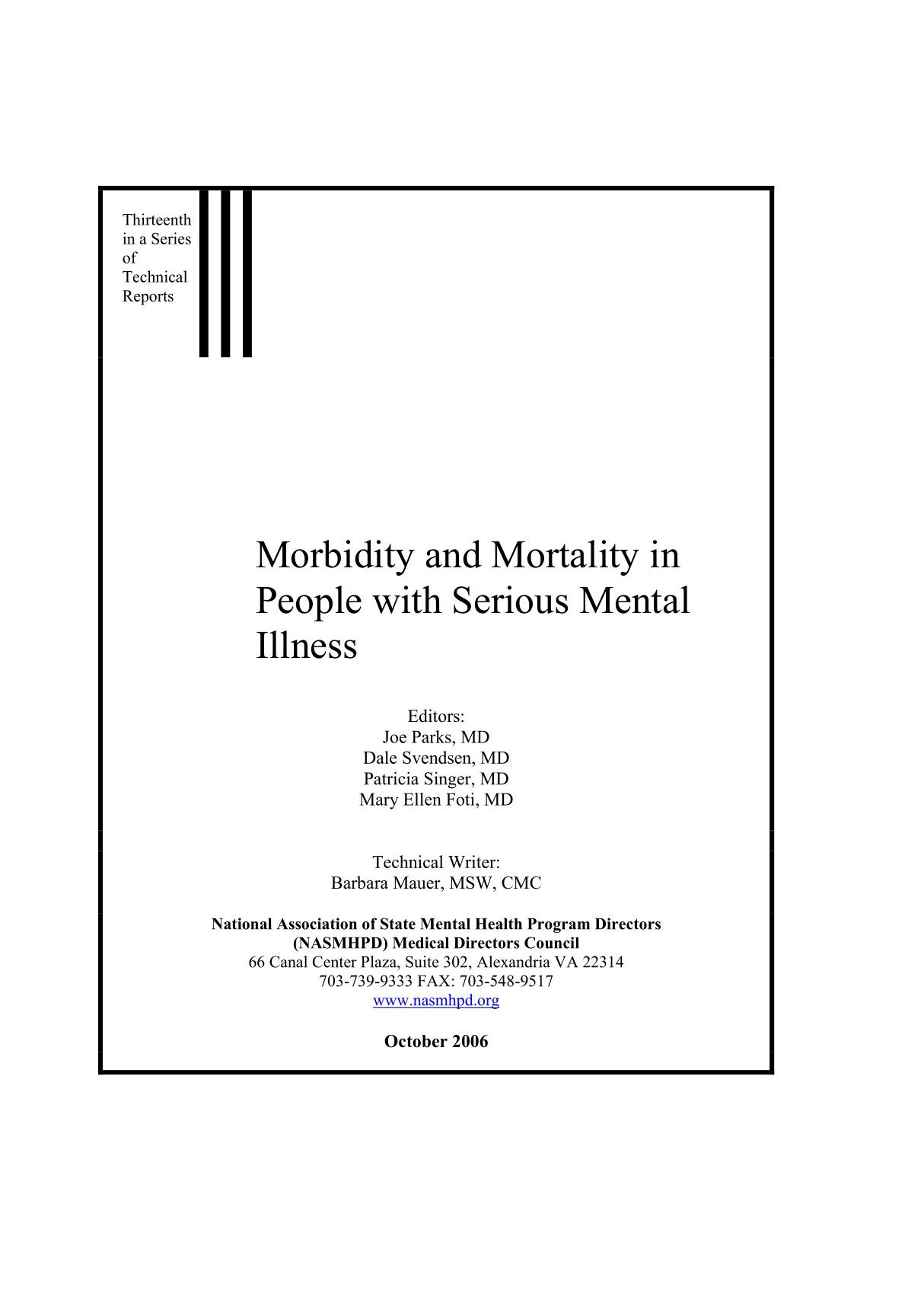 Morbidity and Mortality in People with Serious Mental - Division ofinofInandwinofInandw