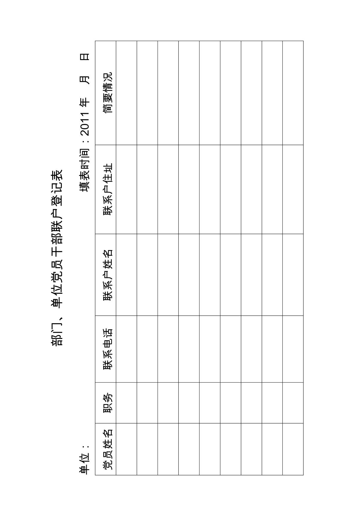 党员干部联户登记表