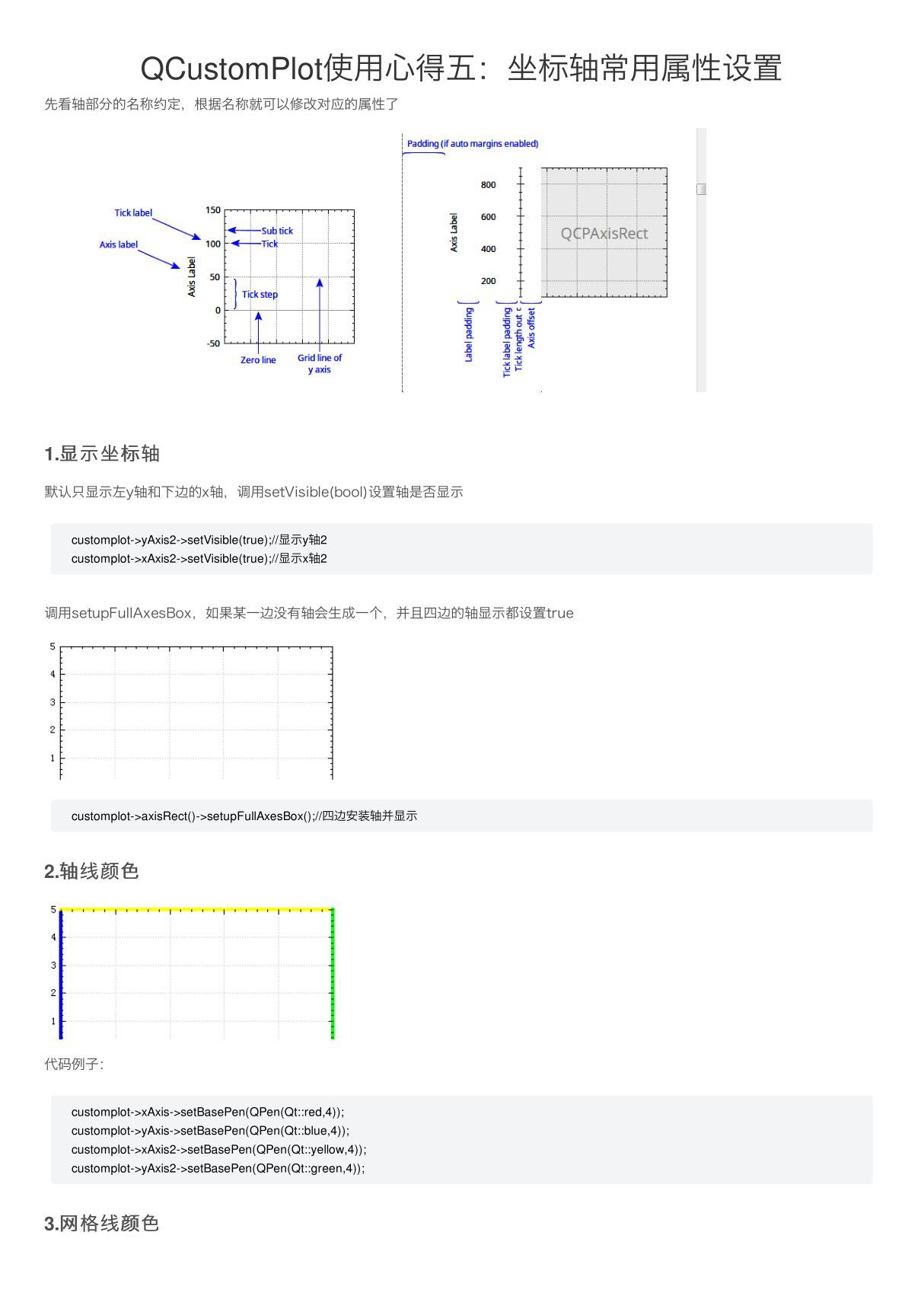 QCustomPlot使用心得五 坐标轴常用属性设置