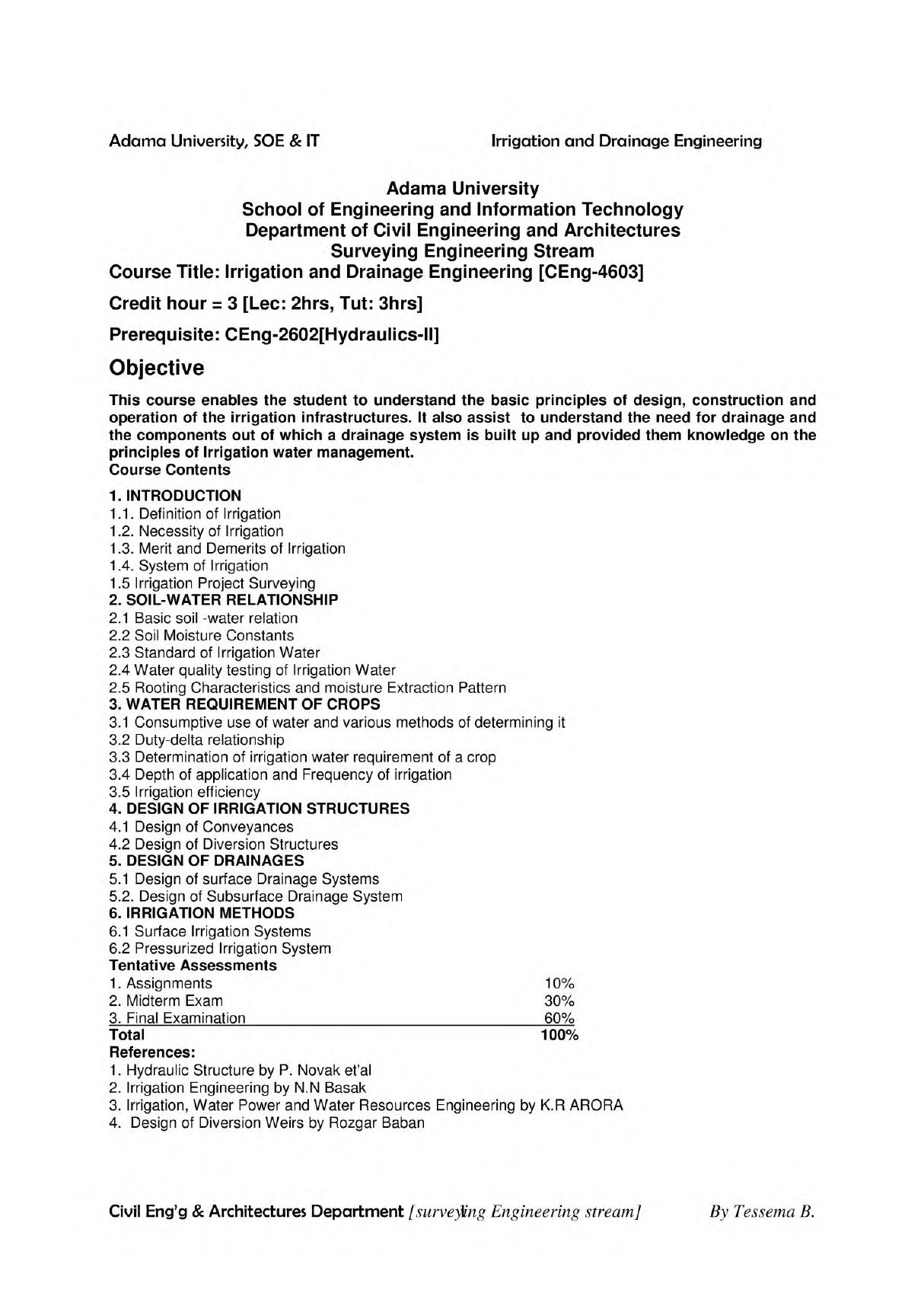 Irrigation Drainage Engineering灌溉排水工程技术教程英文教材电子版