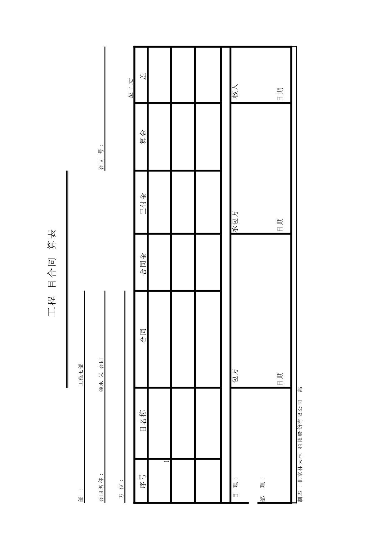 工程项目及材料结算单表样