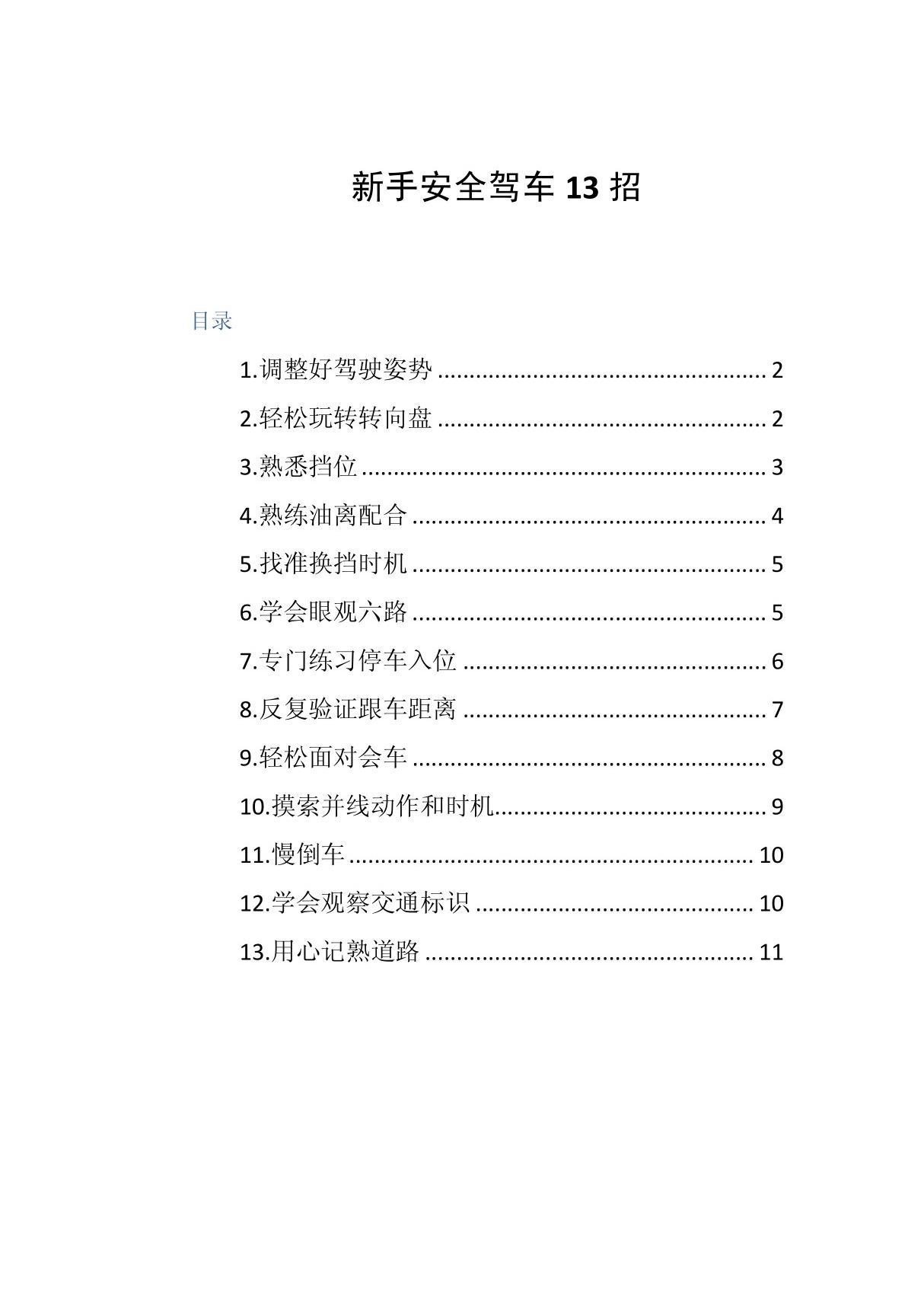 新手安全驾车13招