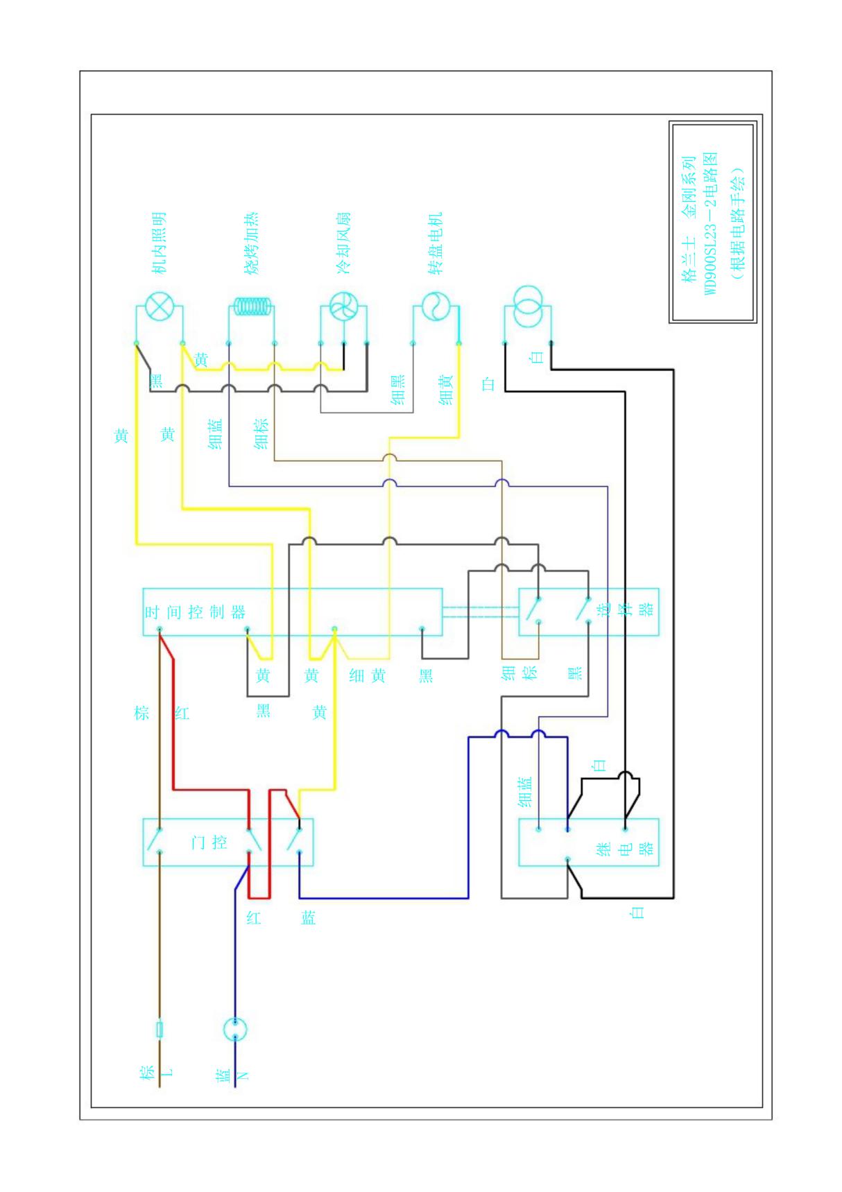 格兰士金刚系列WD900SL23-2微波炉电路图(彩色)