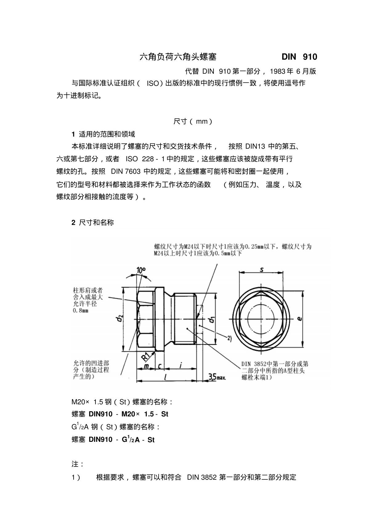 DIN910六角螺塞