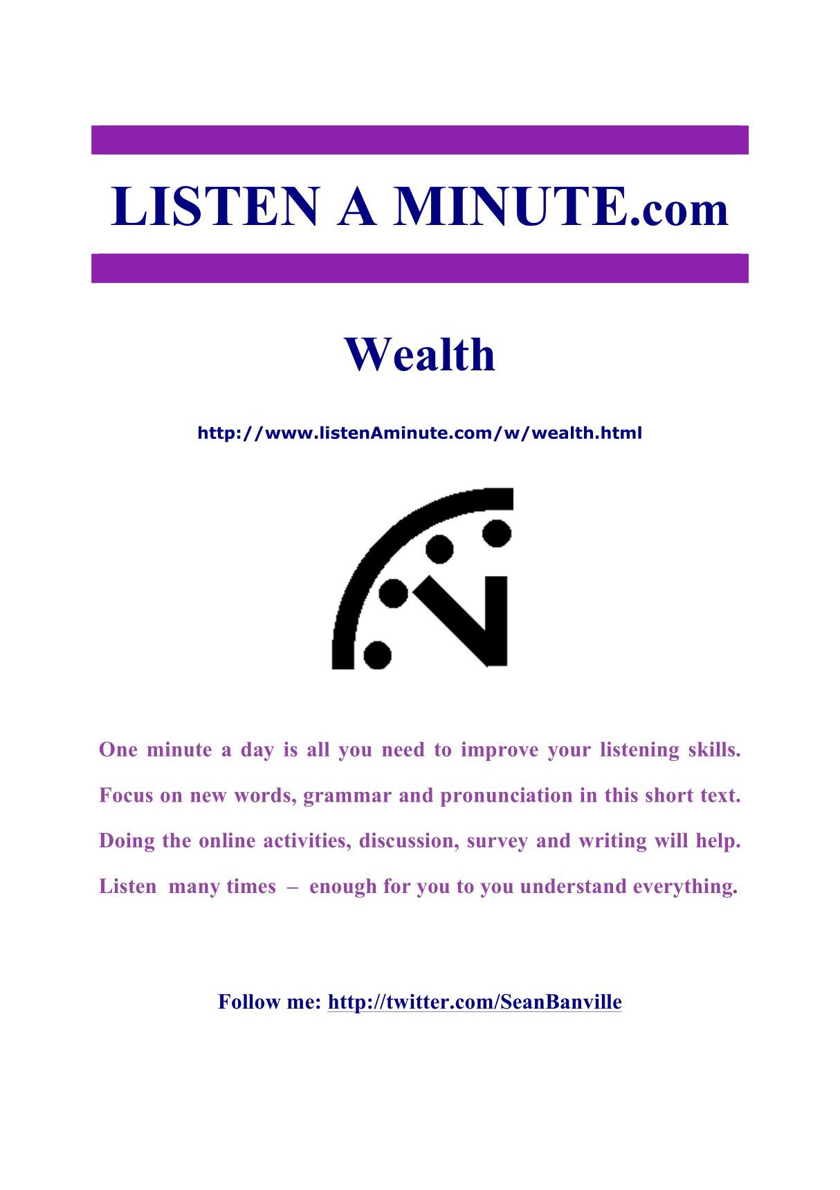 LISTEN A MINUTE 听一分钟.com Wealth