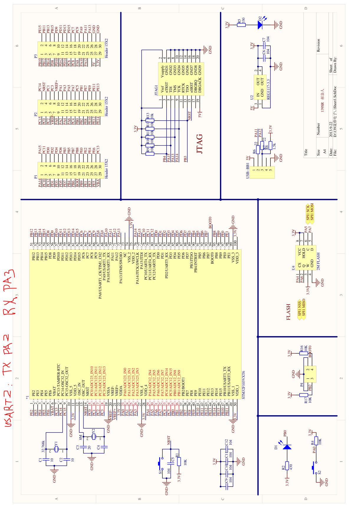 STM32F103VET6最小系统板原理图