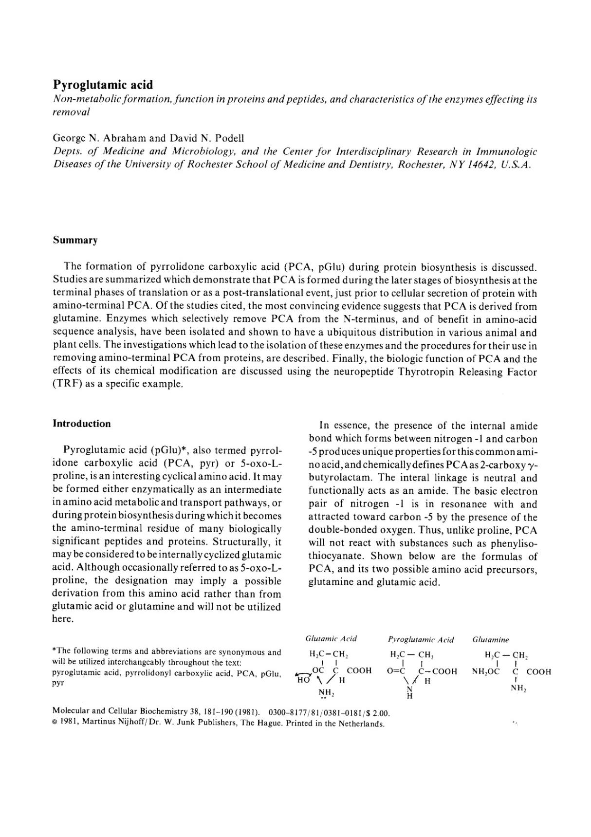 Pyroglutamic acid