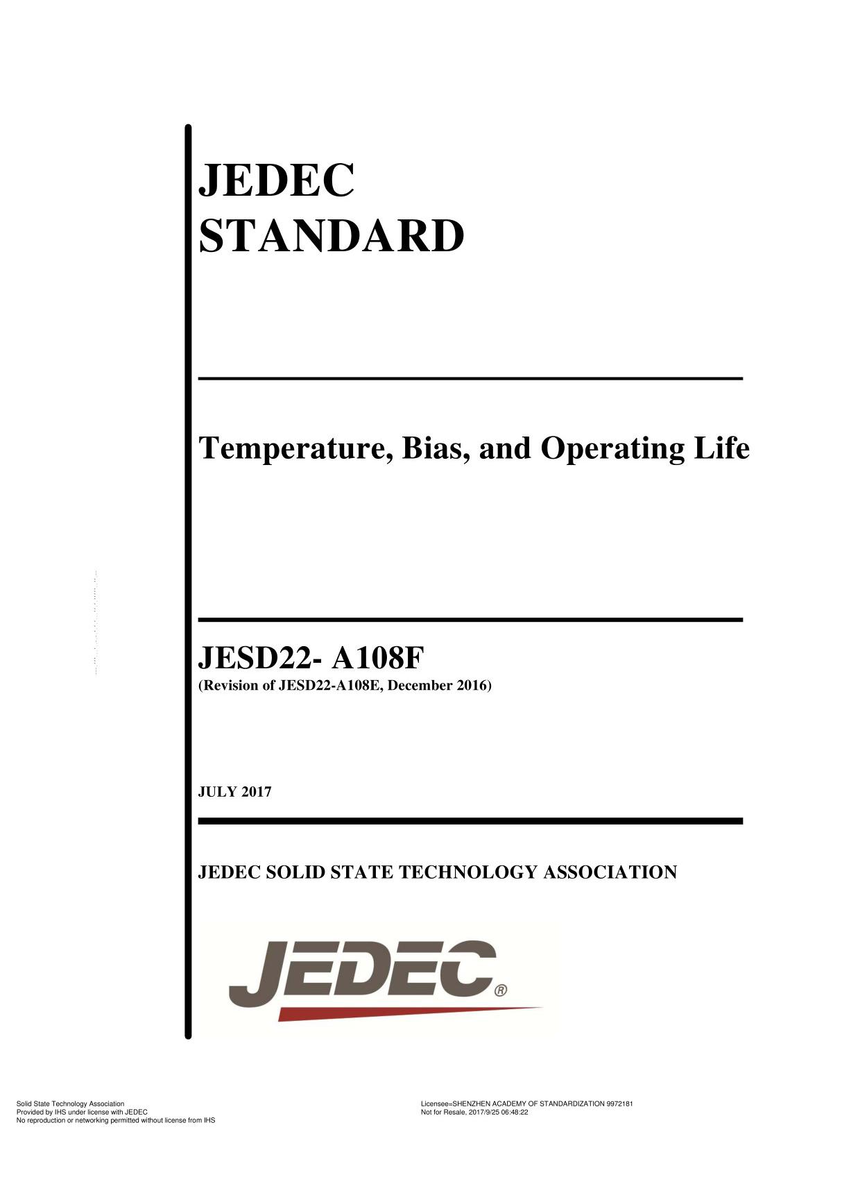 JEDEC JESD22-A108F-2017 Temperature, Bias, And Operating Life