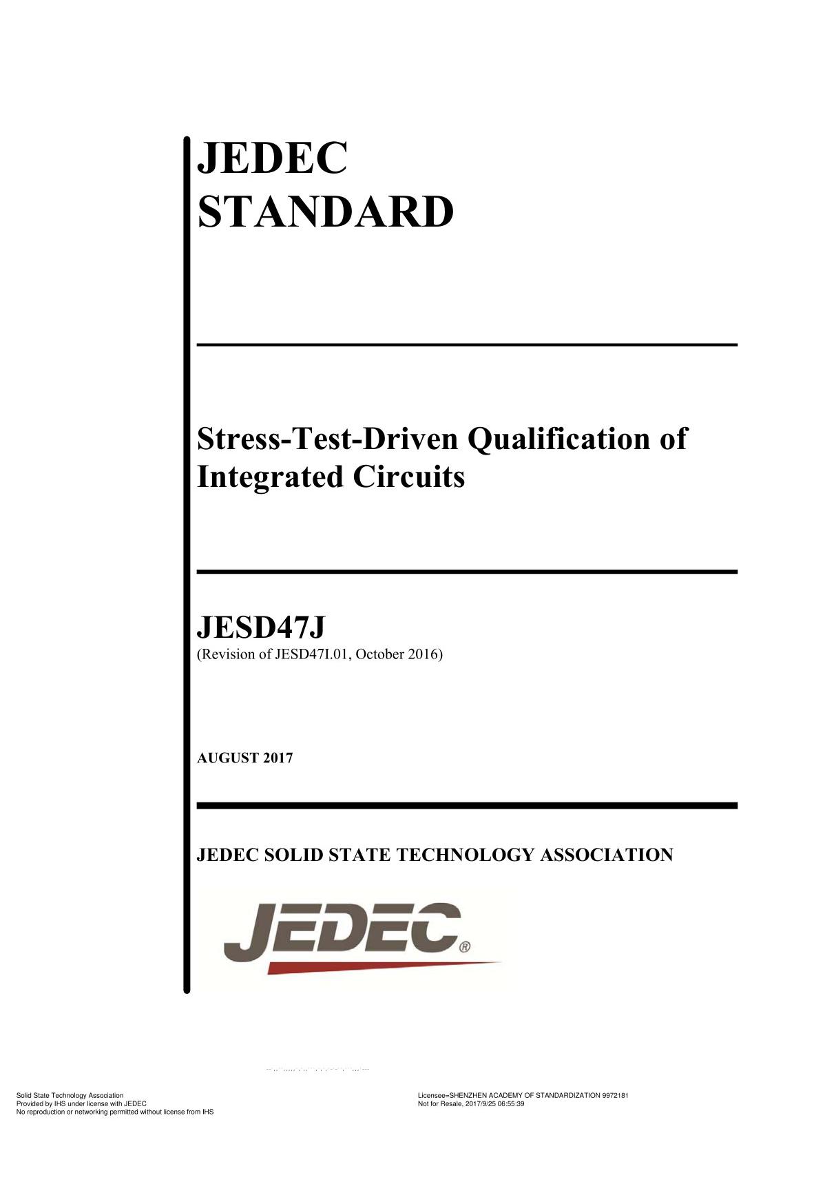 JEDEC JESD47J-2017 Stress-Test-Driven Qualification of Integrated Cir