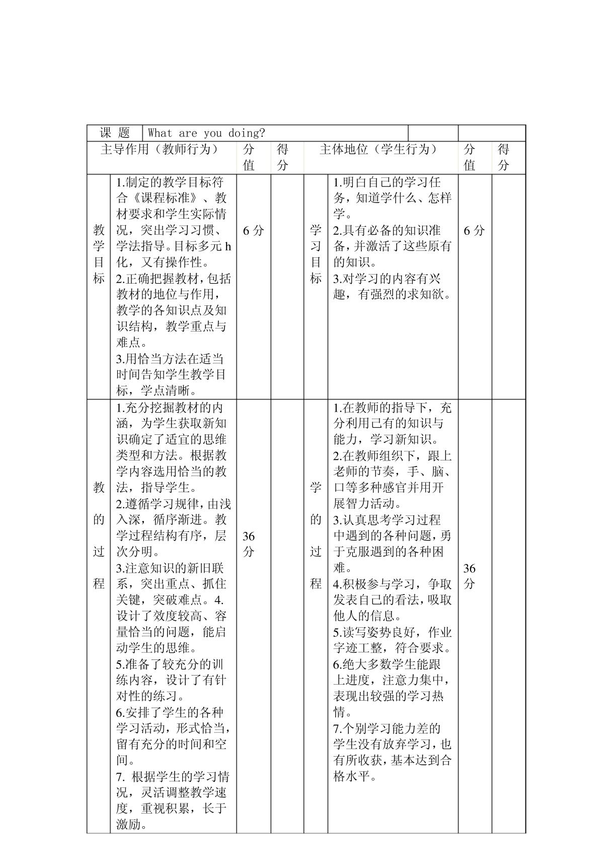 学生学习评价量规