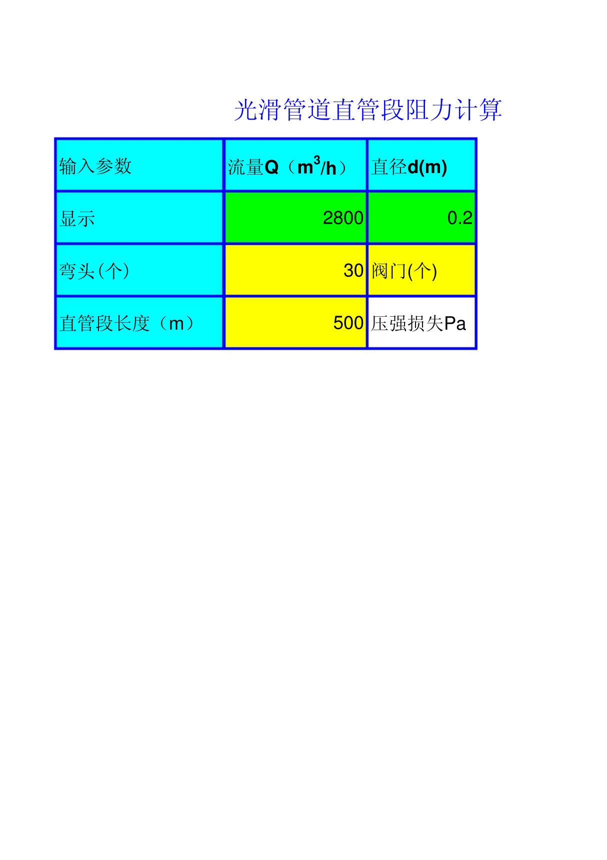 管道阻力计算公式