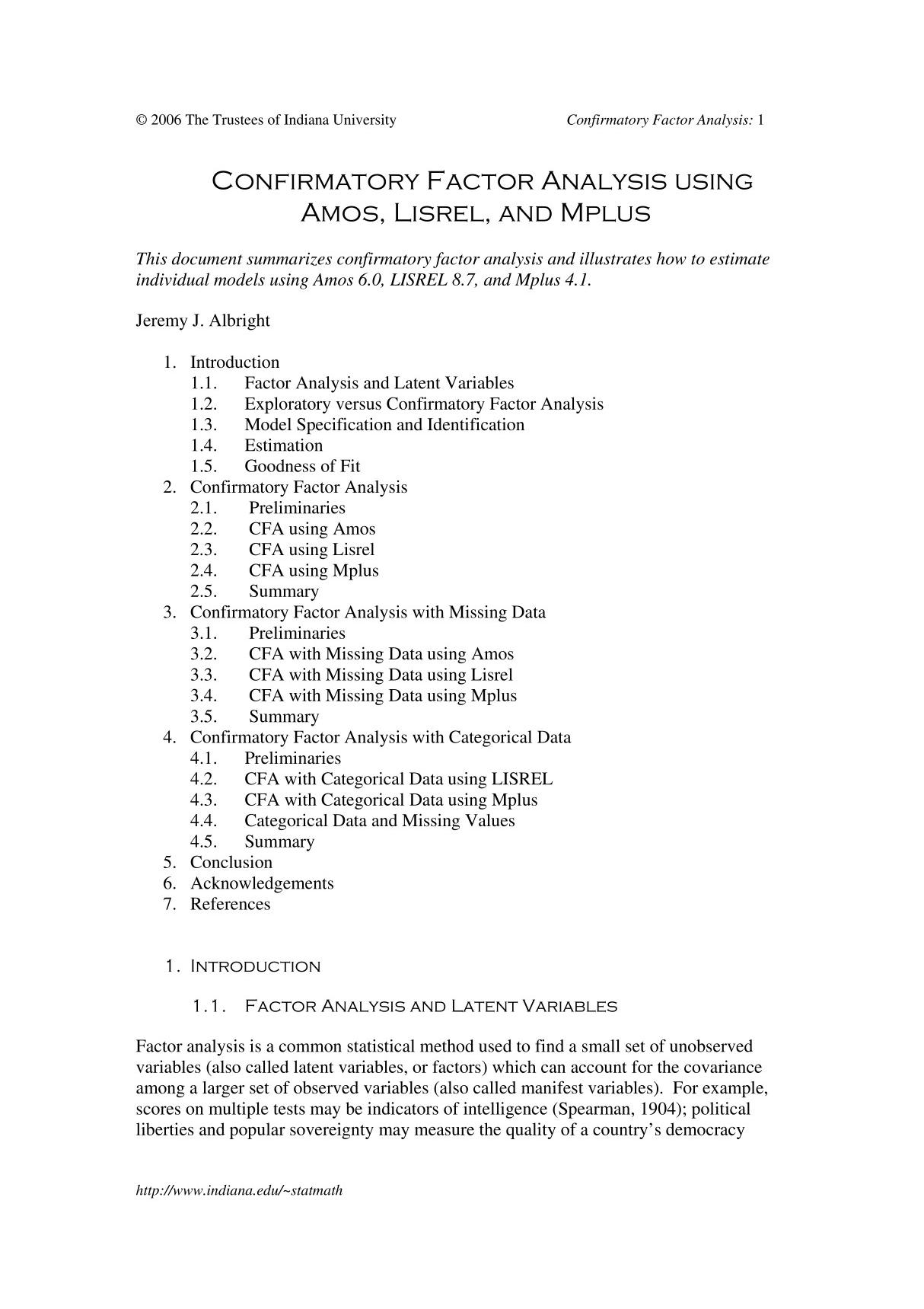 Confirmatory Factor Analysis