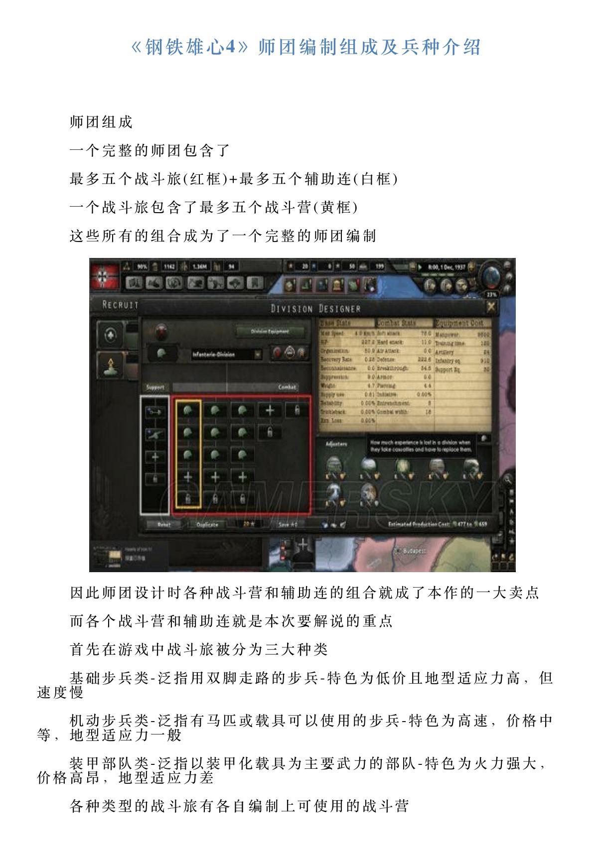 《钢铁雄心4》师团编制组成及兵种介绍