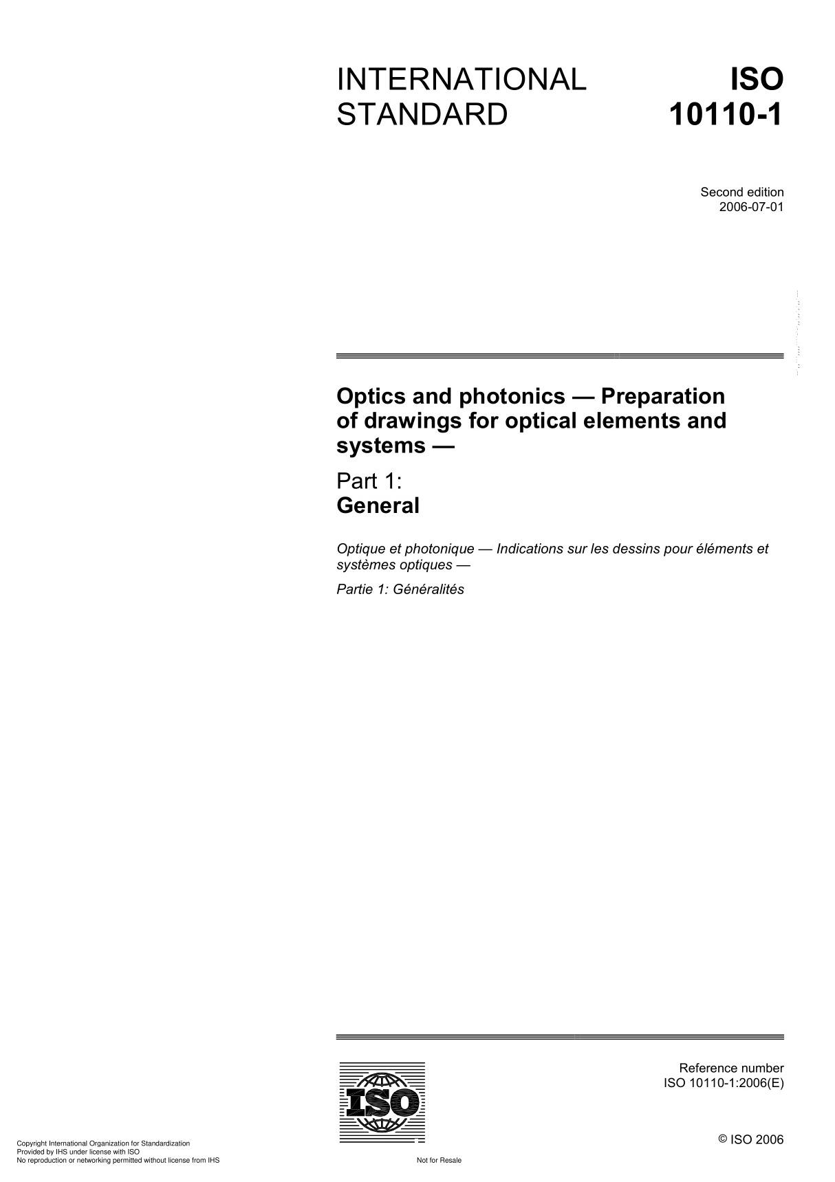 ISO 10110-1 Optics and photonics  Preparation of drawings for optical elements and system