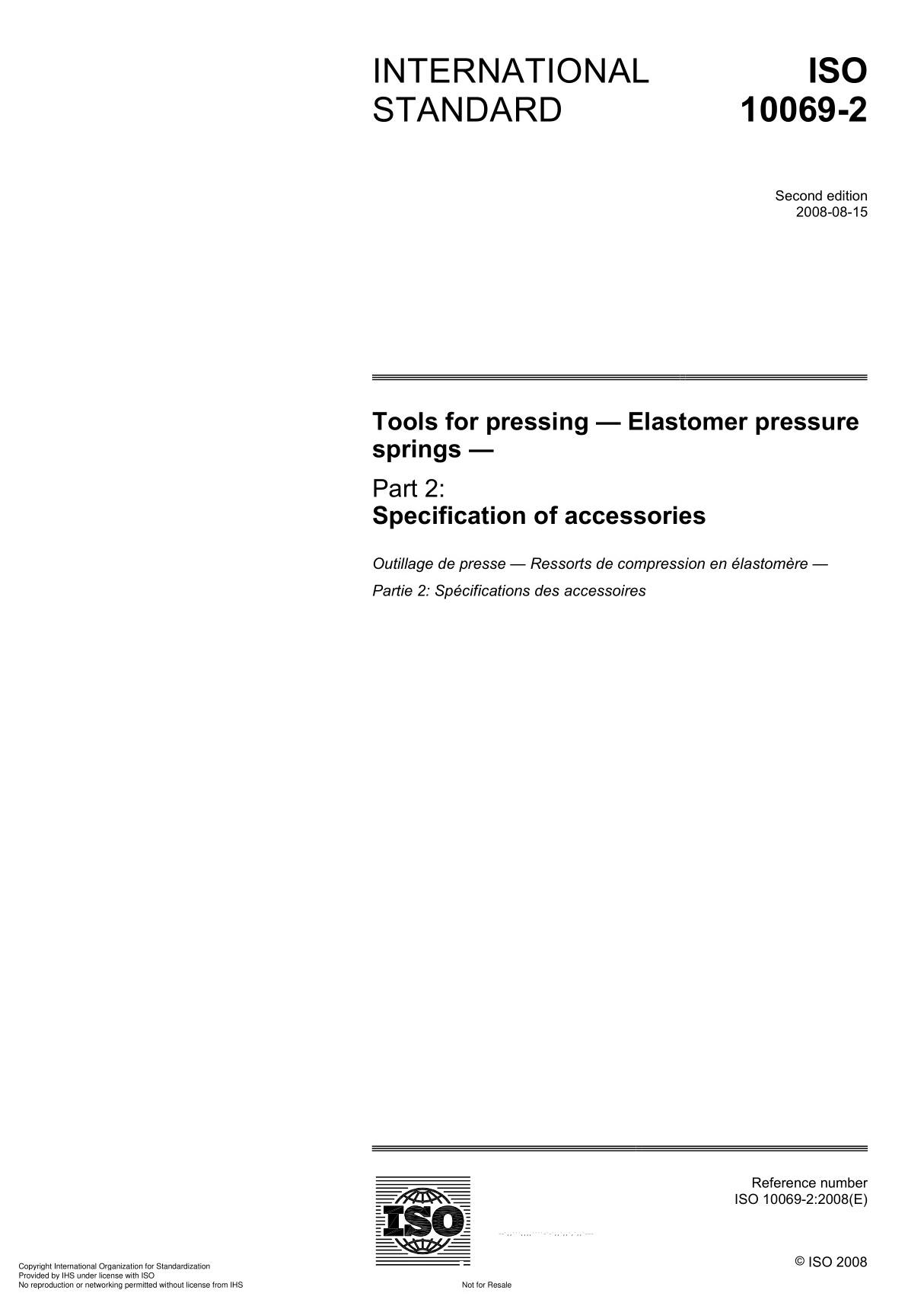 ISO 10069-2 Tools for pressing  Elastomer pressure spring