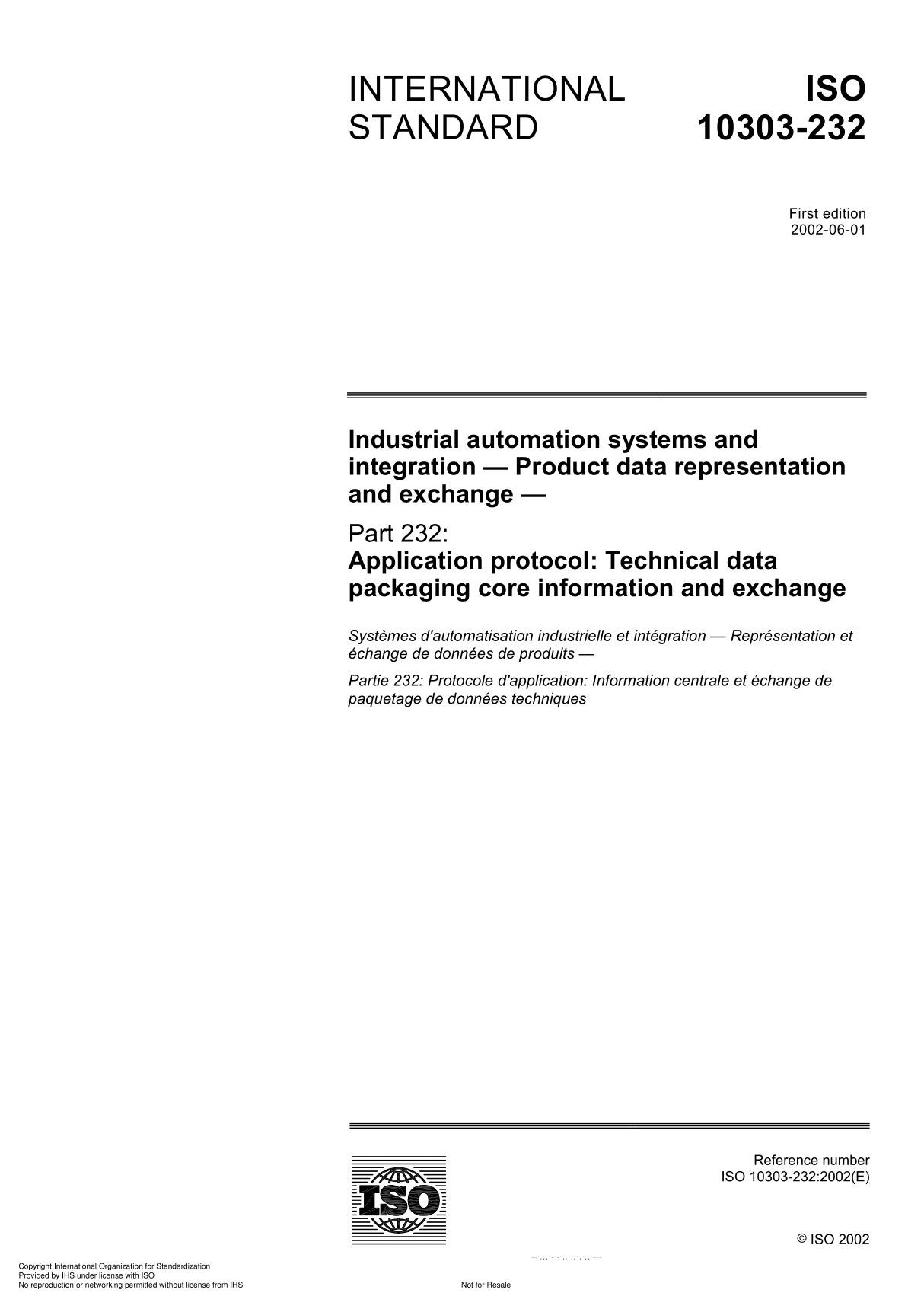 ISO 10303-232 Industrial automation systems and integration  Product data representation and exchange