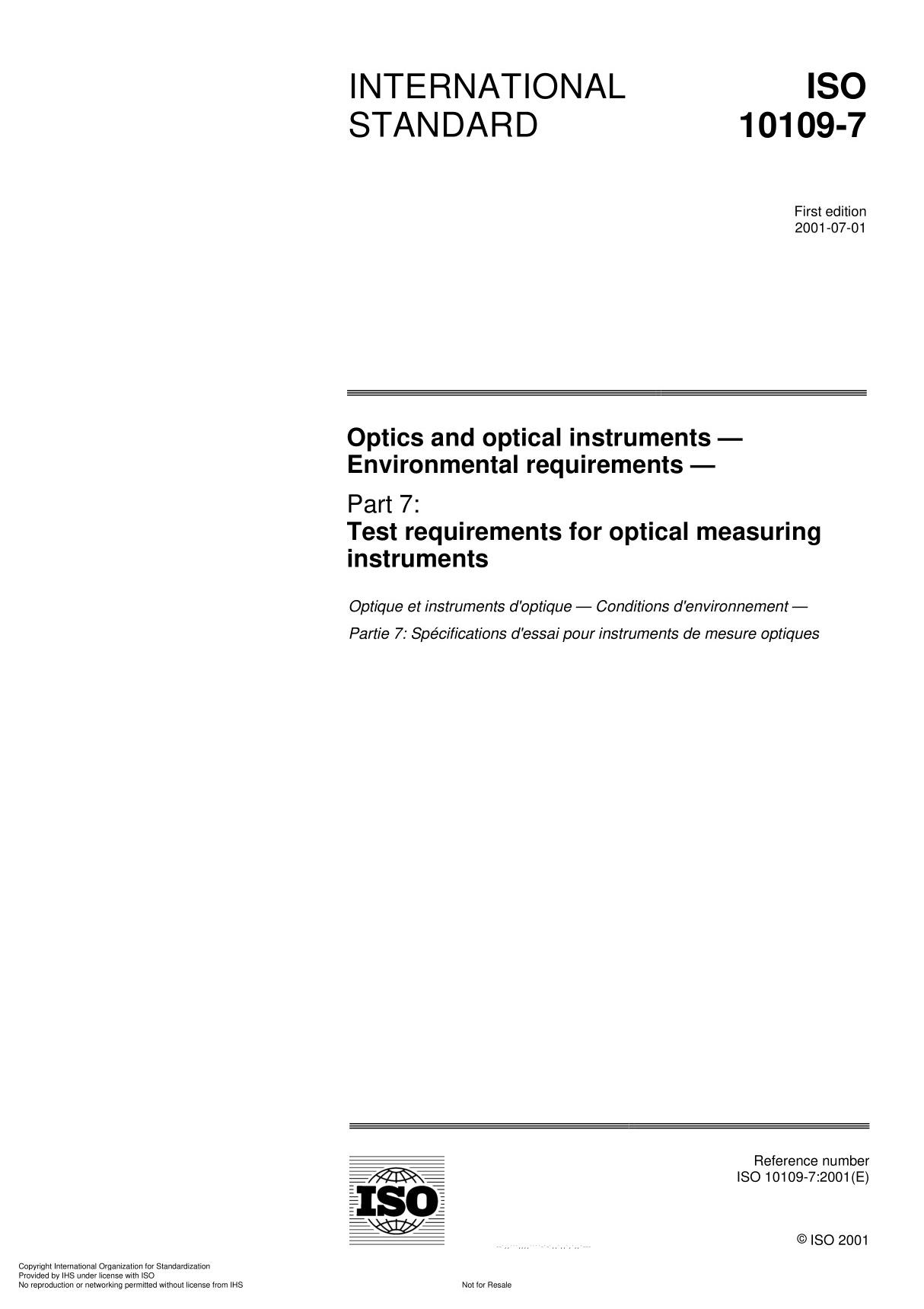 ISO 10109-7 Optics and photonics  Environmental requirement