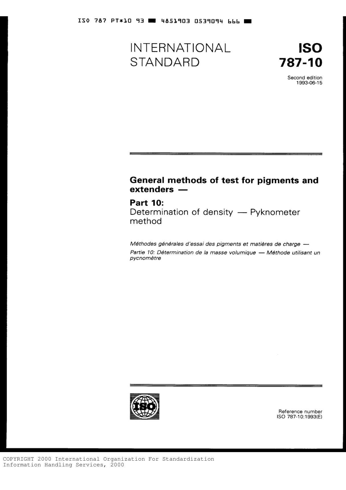 ISO 787-10-1993 Standard国际标准化组织国际标准规范电子版下载 1