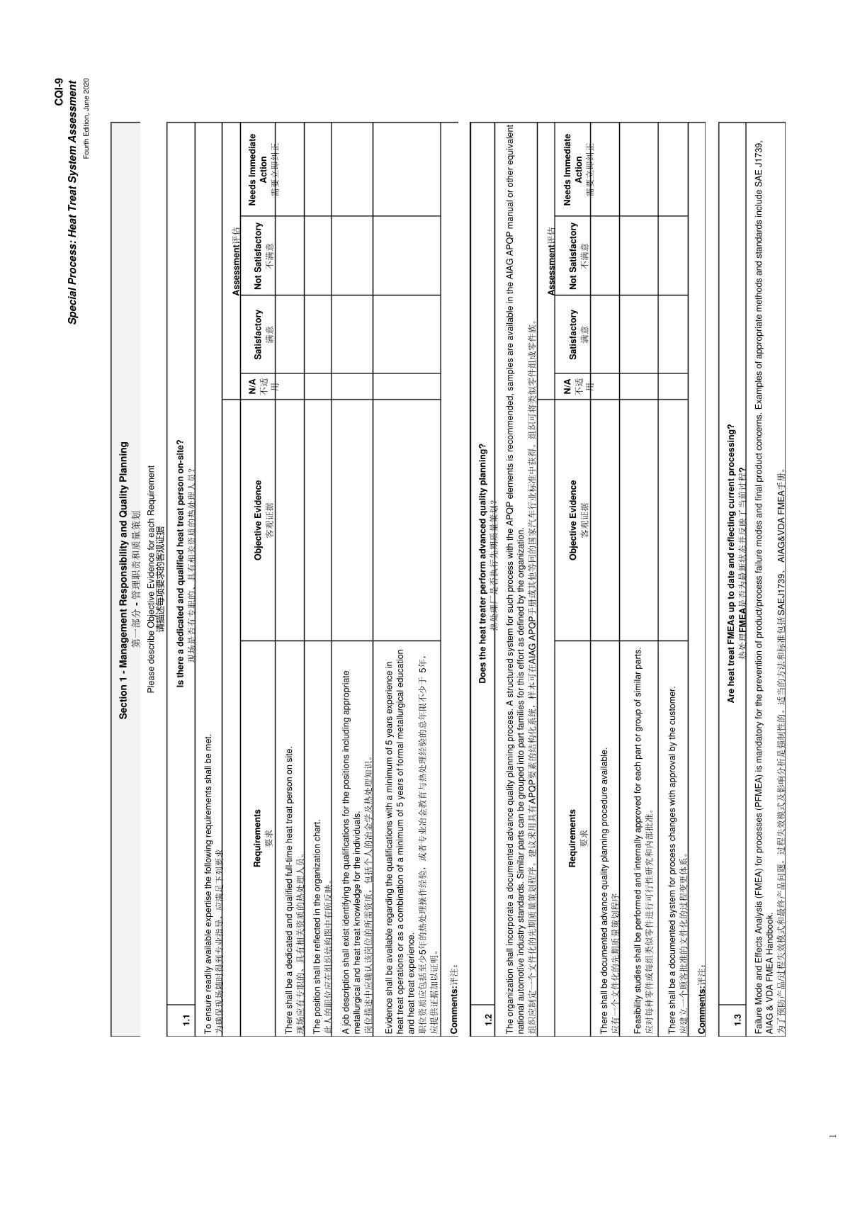 新CQI-9第四版(2020.6)评审表