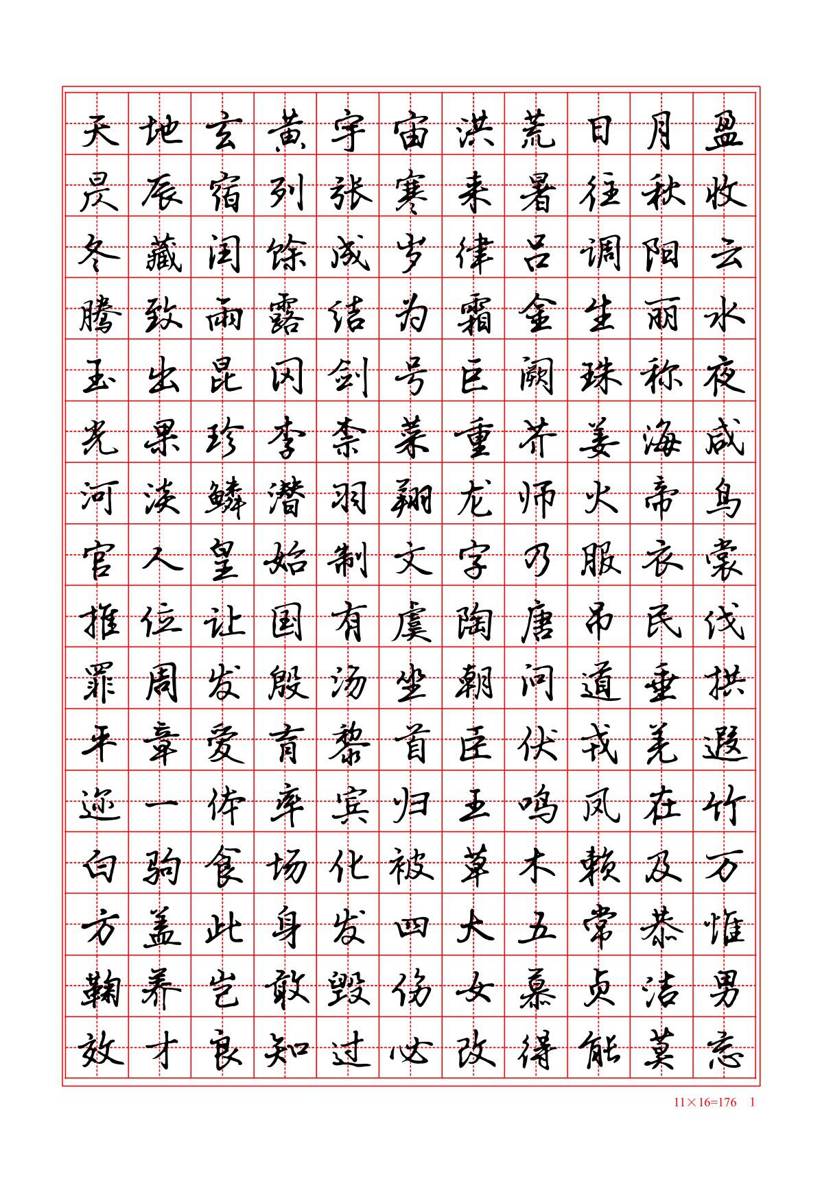 千字文(行楷)硬笔练习字帖(精品PDF)