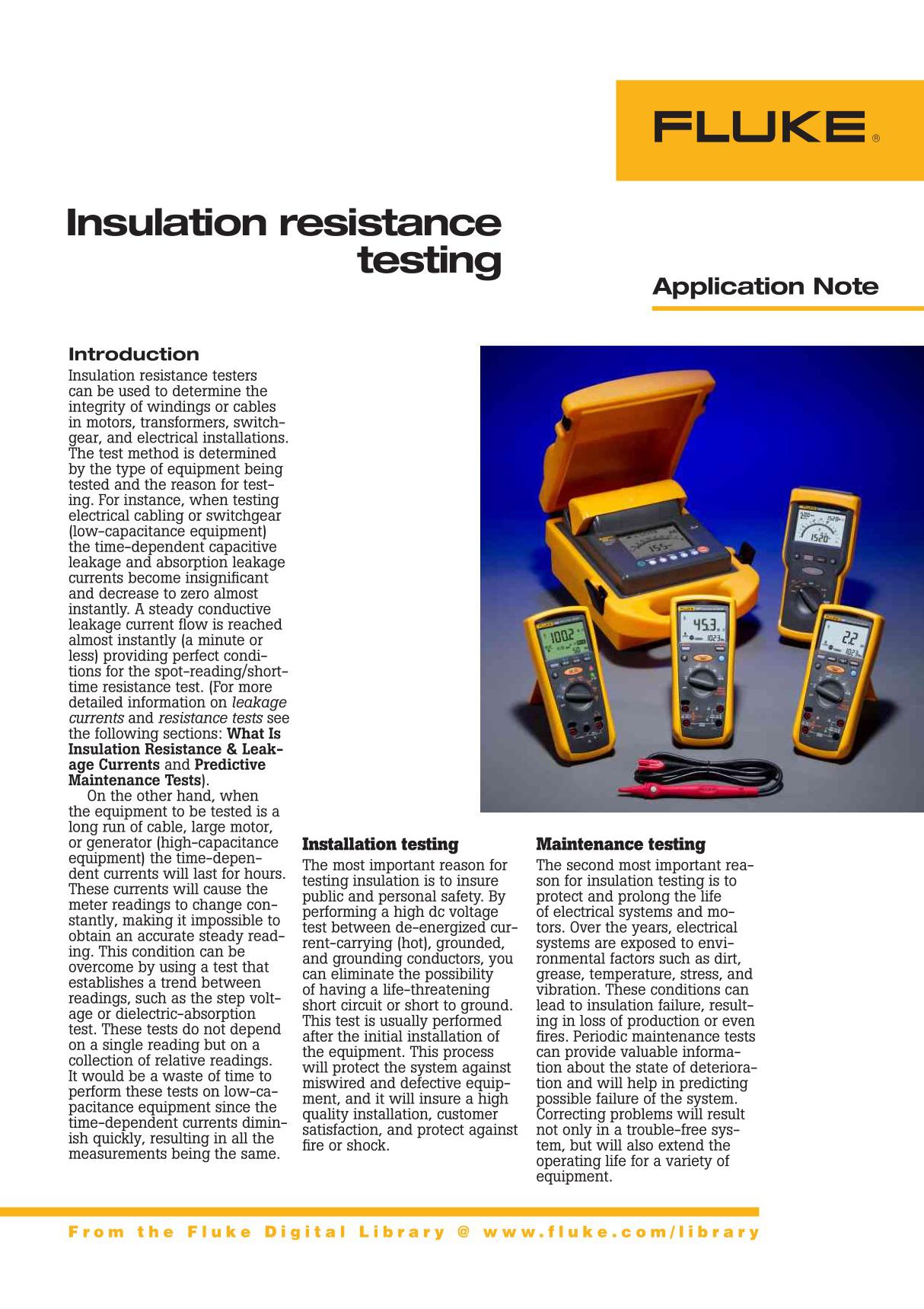 Insulation resistance testing