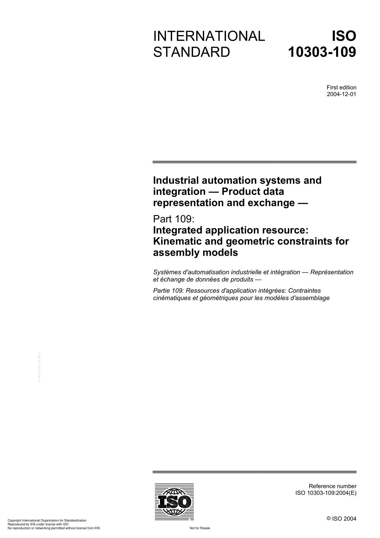 ISO 10303-109 Industrial automation systems and integration  Product data representation and exchange