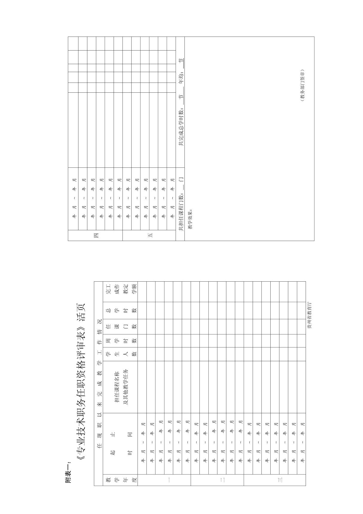 《专业技术职务任职资格评审表》活页