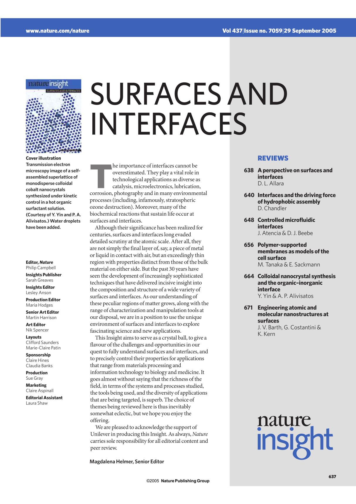 Surfaces and interfaces