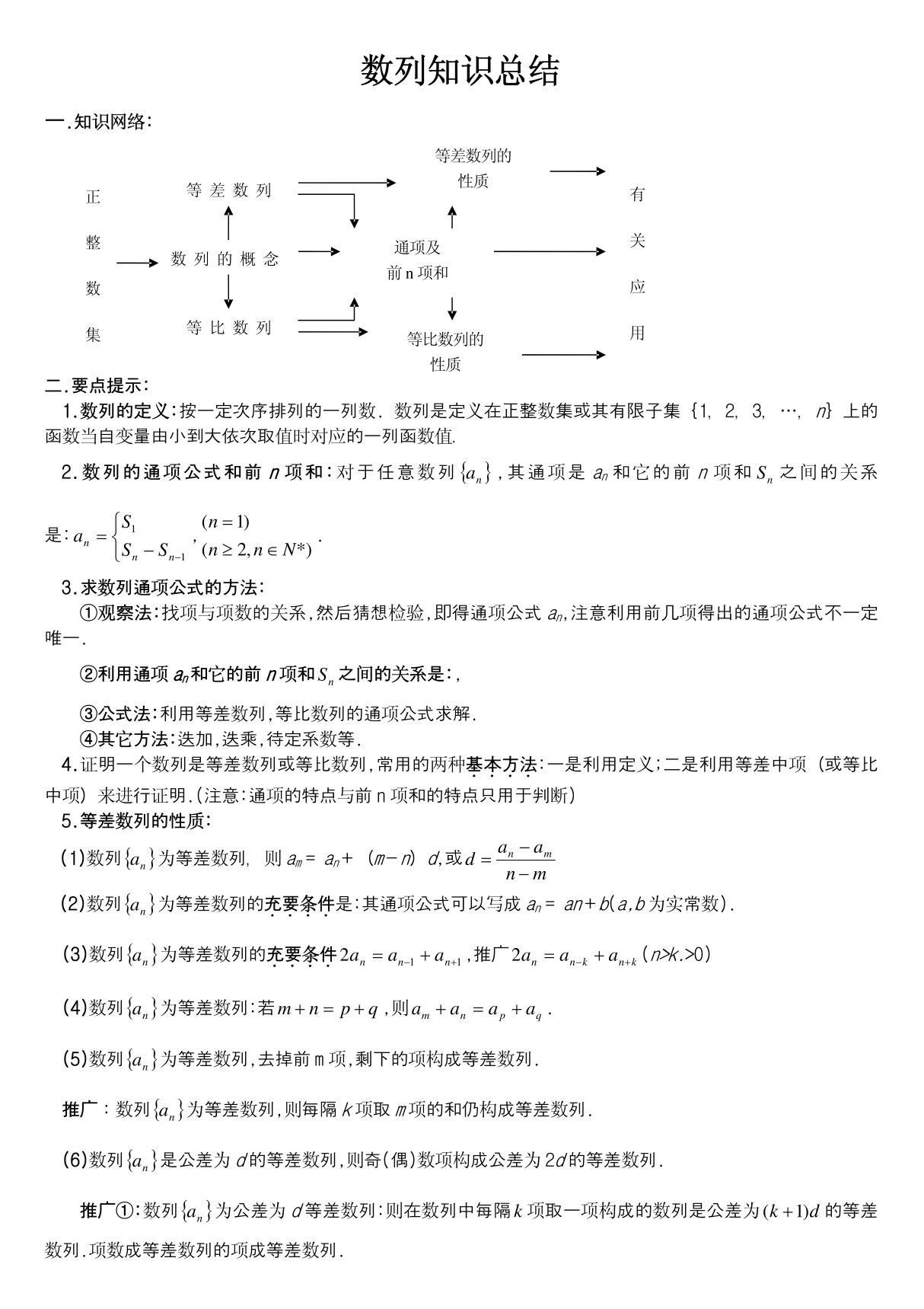 高中数学 解三角形 数列 不等式 知识点汇总