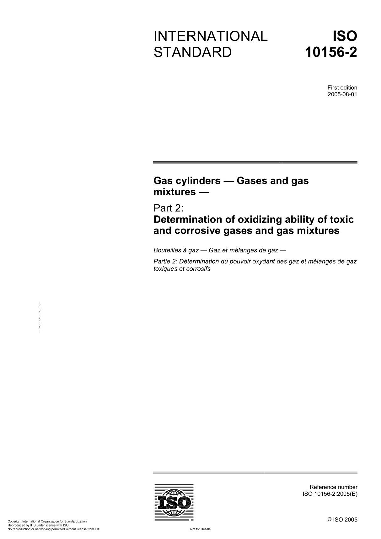 ISO 10156-2 Gas cylinders  Gases and gas mixture