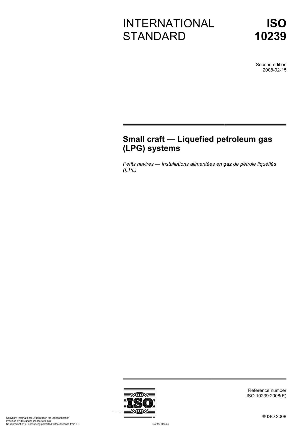 ISO 10239 Small craft  Liquefied petroleum gas (LPG) system