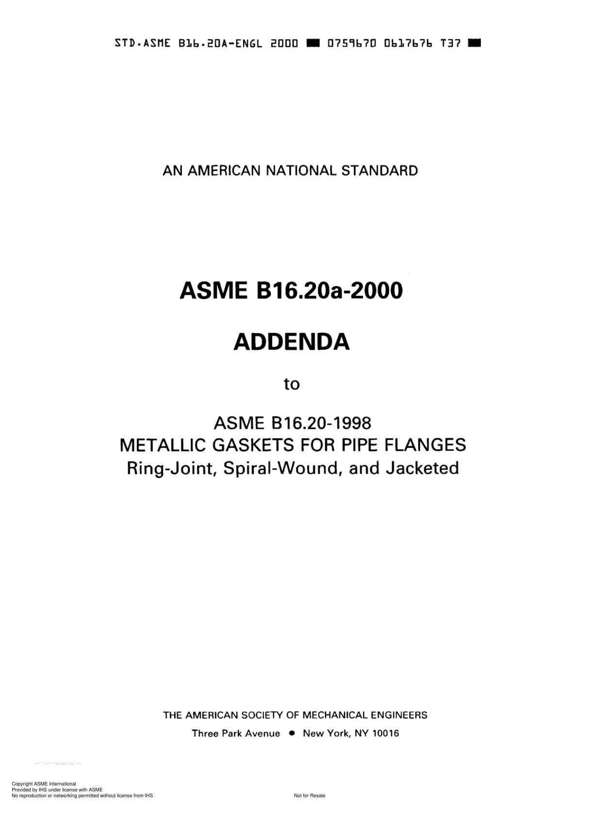 ASME B16.20-1998