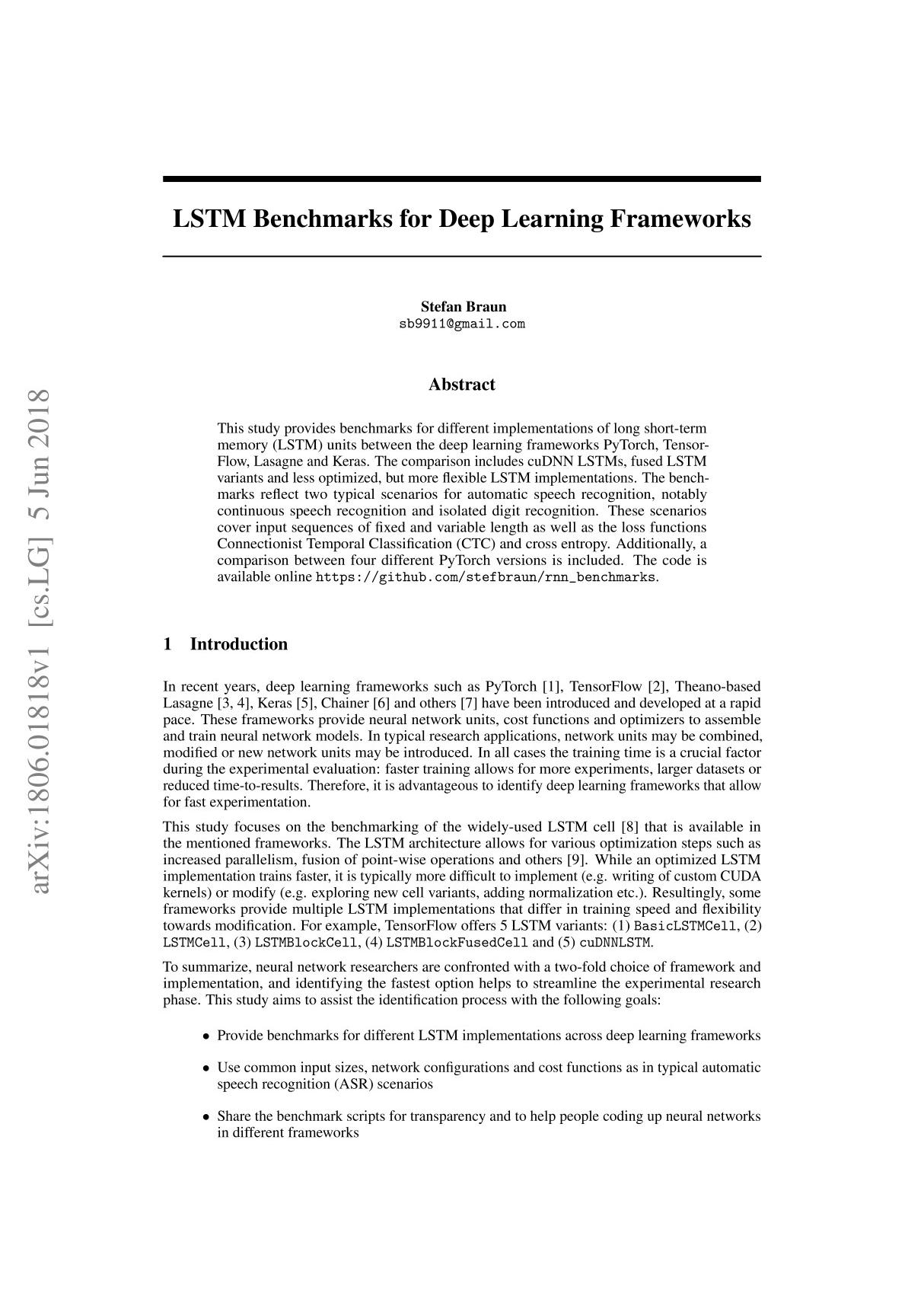 LSTM Benchmarks for Deep Learning Frameworks