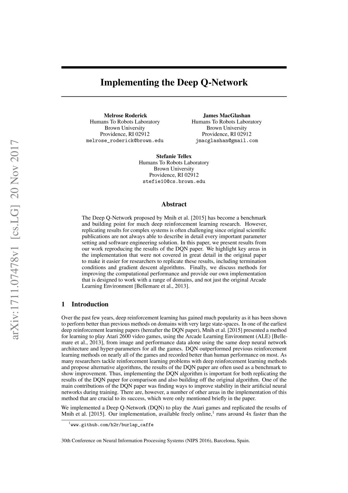 Implementing the Deep Q-Network