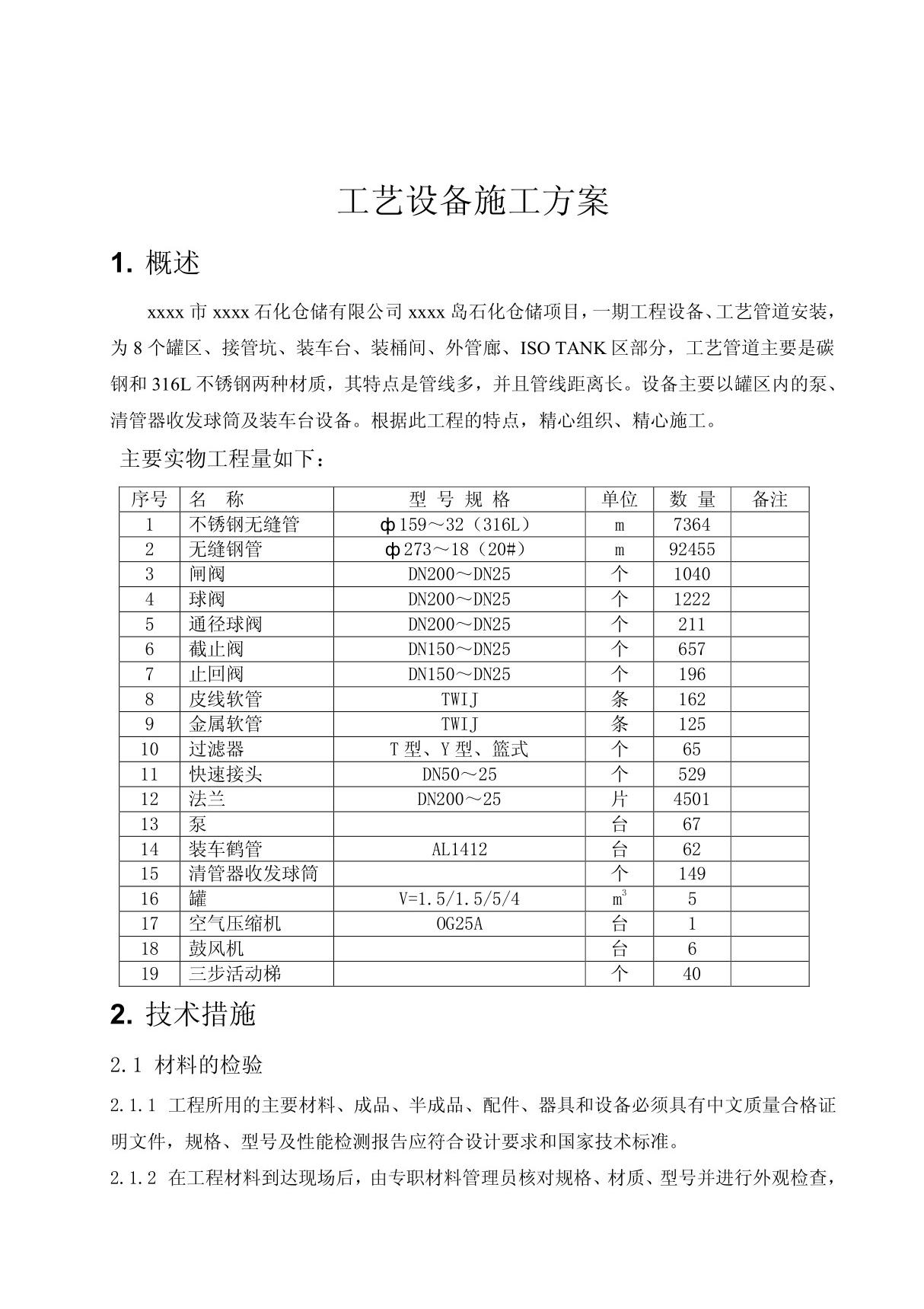 xx石化仓储有限公司油罐工程工艺设备施工方案