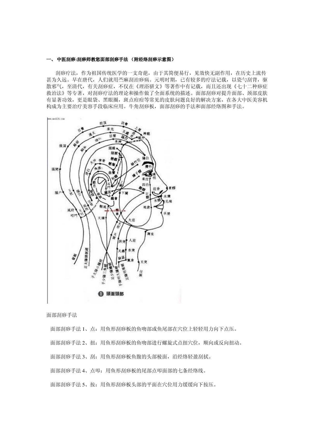 面部刮痧手法及经络图(精品)