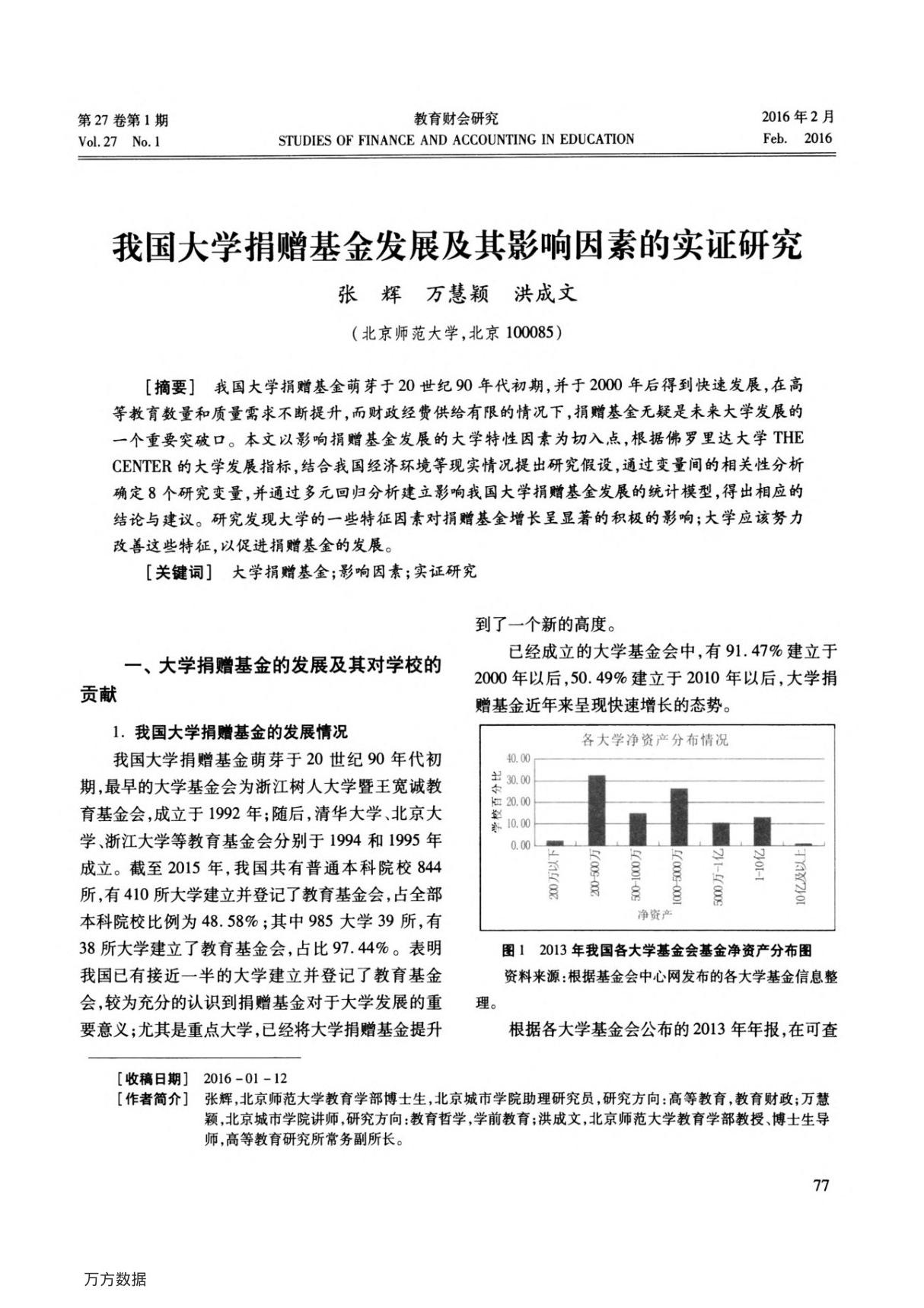 我国大学捐赠基金发展及其影响因素的实证研究