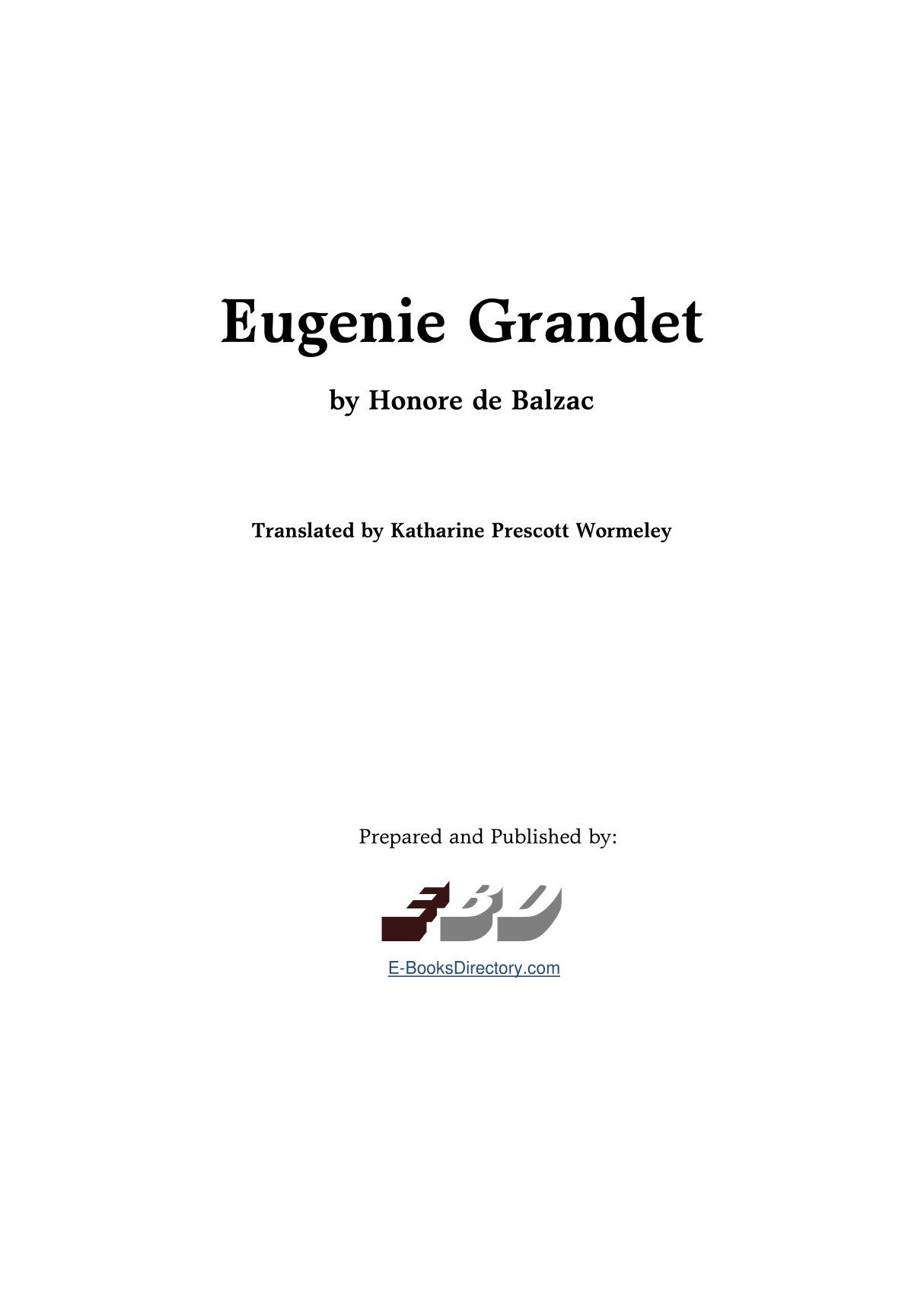 Eugenie Grandet Honore de Balzac英文原版小说文学原著电子版