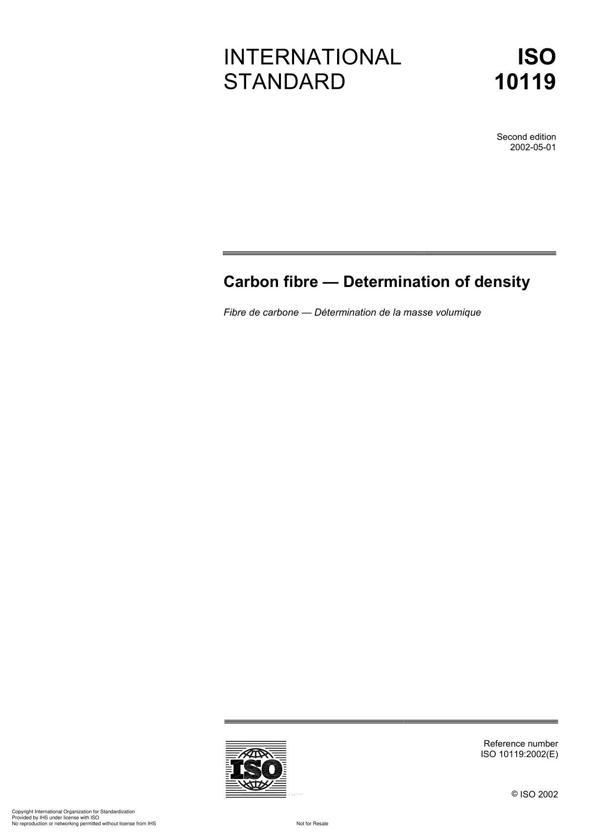 ISO 10119 Carbon fibre  Determination of density