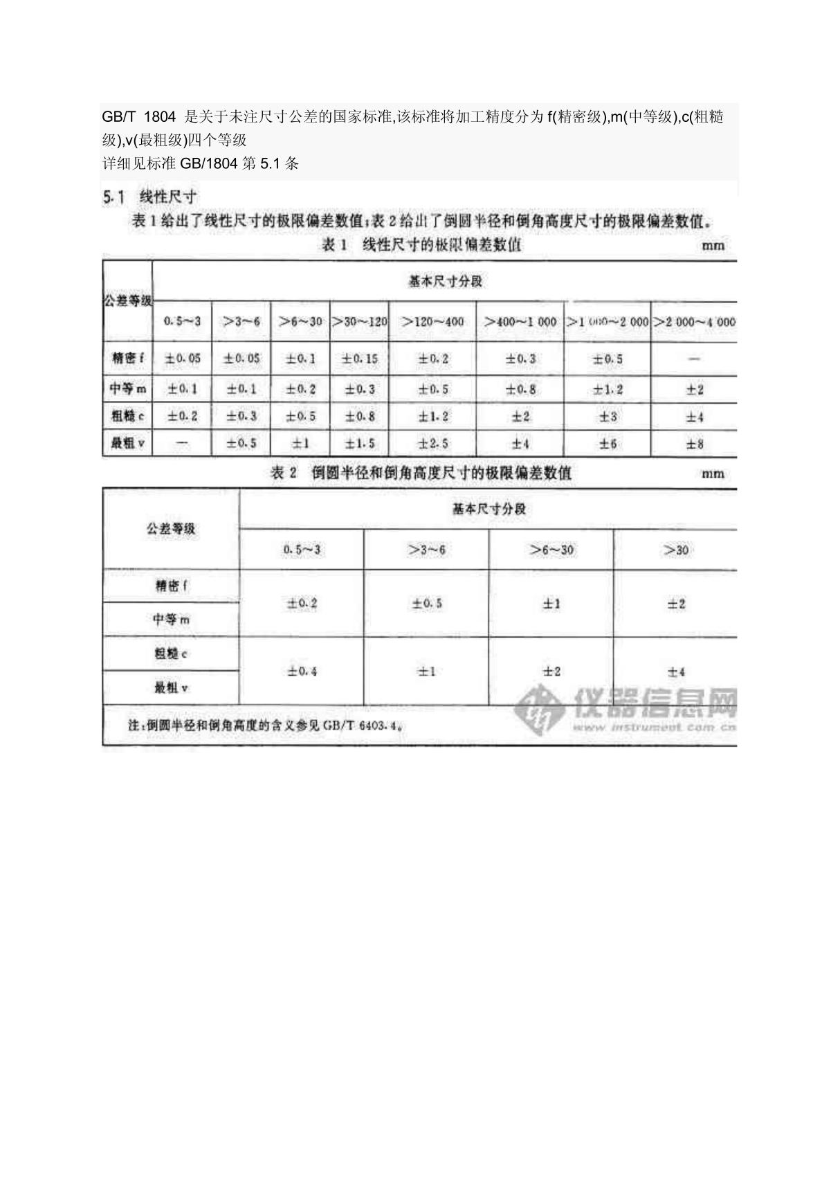 GBT1804-m未注尺寸公差国家标准